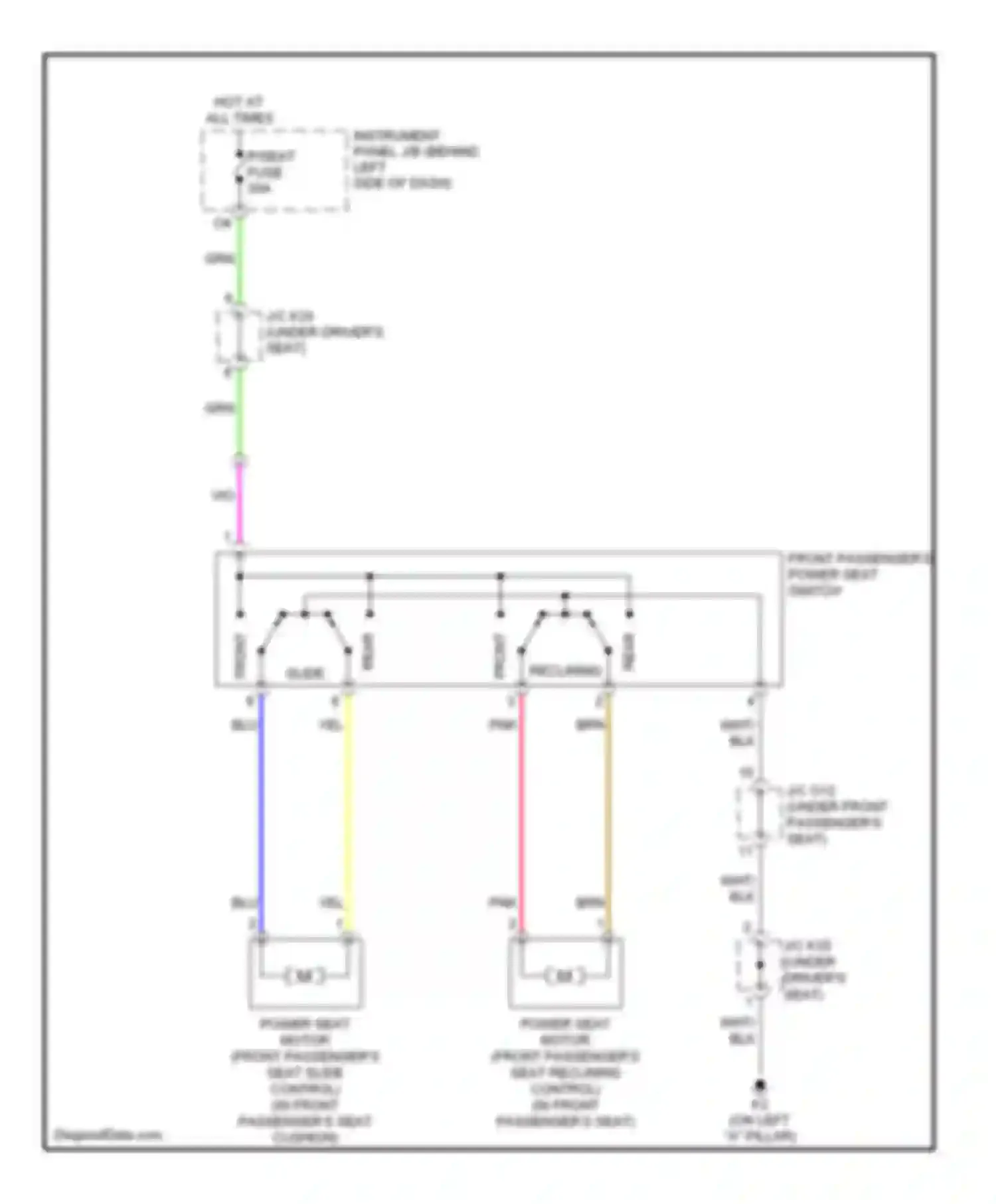 Wiring diagram p/seat fuse for Toyota Avalon XX30 (2005-2007) (3 of 3)