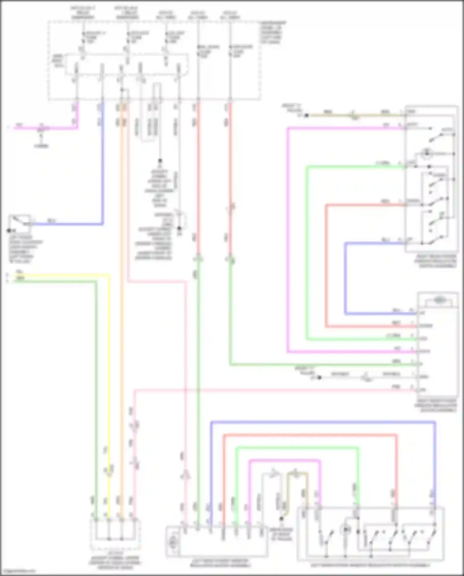 Wiring diagram left rear power window regulator motor assembly for Toyota Avalon XX40 facelift (2015-2018) (3 of 3)