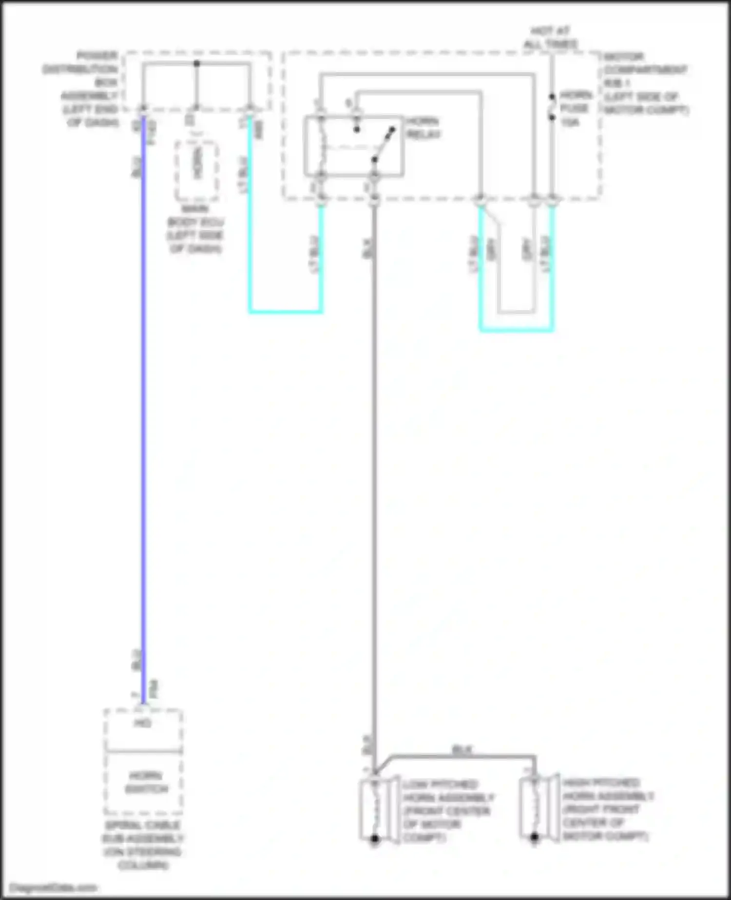 Wiring diagram low pitched horn assembly for Toyota bZ4X I (2022-2024) (1 of 1)