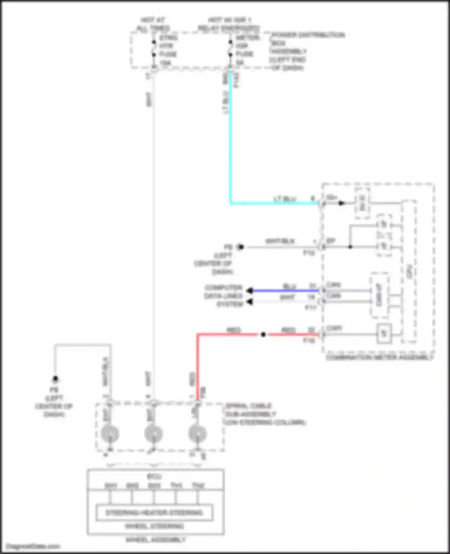 Wiring diagram steering heater steering wheel steering wheel assembly for Toyota bZ4X I (2022-2024) (1 of 1)