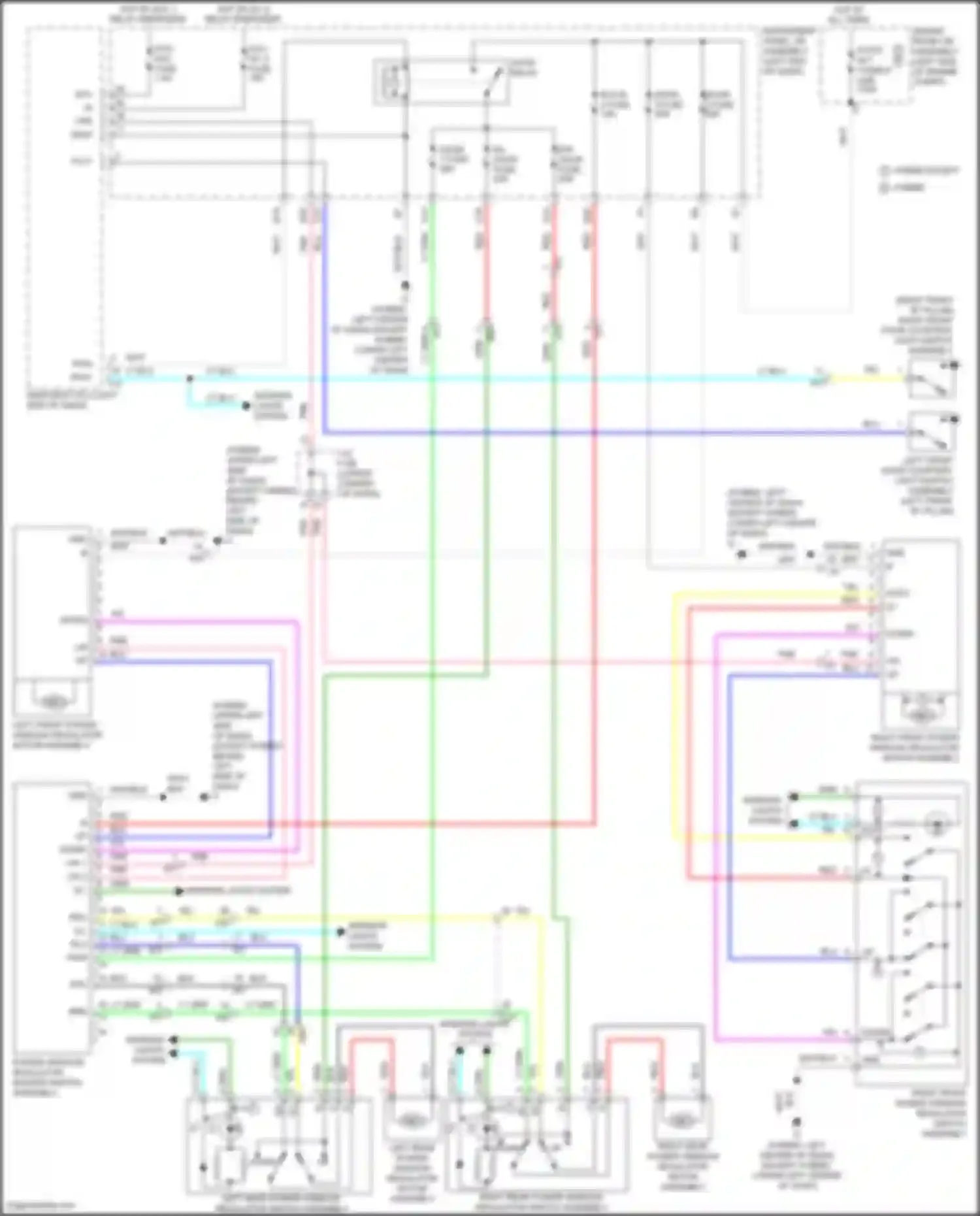 Wiring diagram left rear power window regulator switch assembly for Toyota Camry US Market XV50 facelift (2014-2017) (3 of 3)