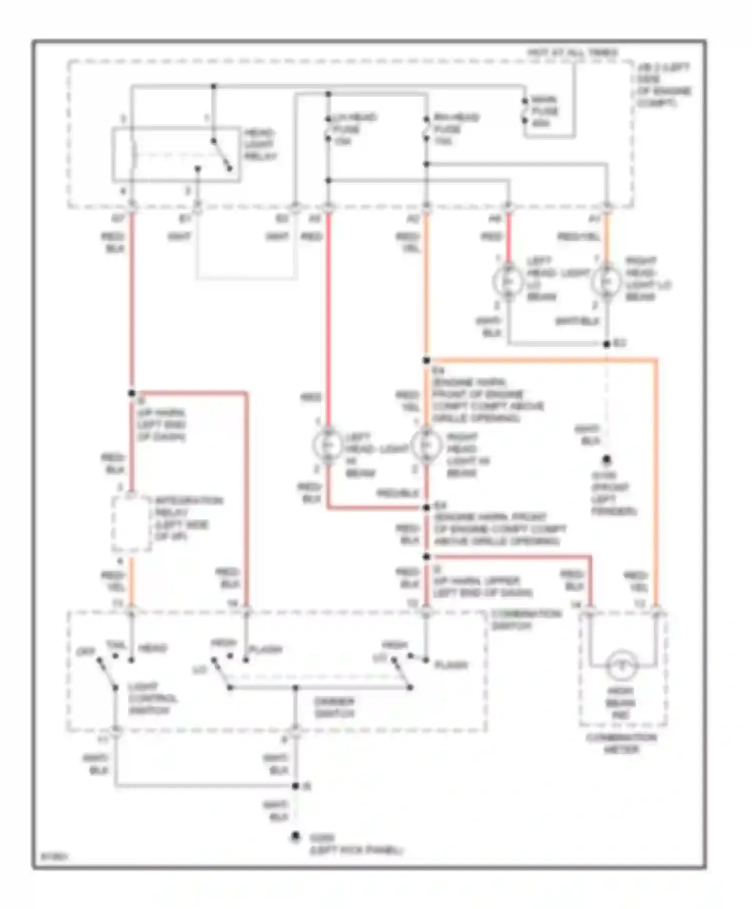Camry Toyota V40 (1994-1998): Headlight circuit, without drl