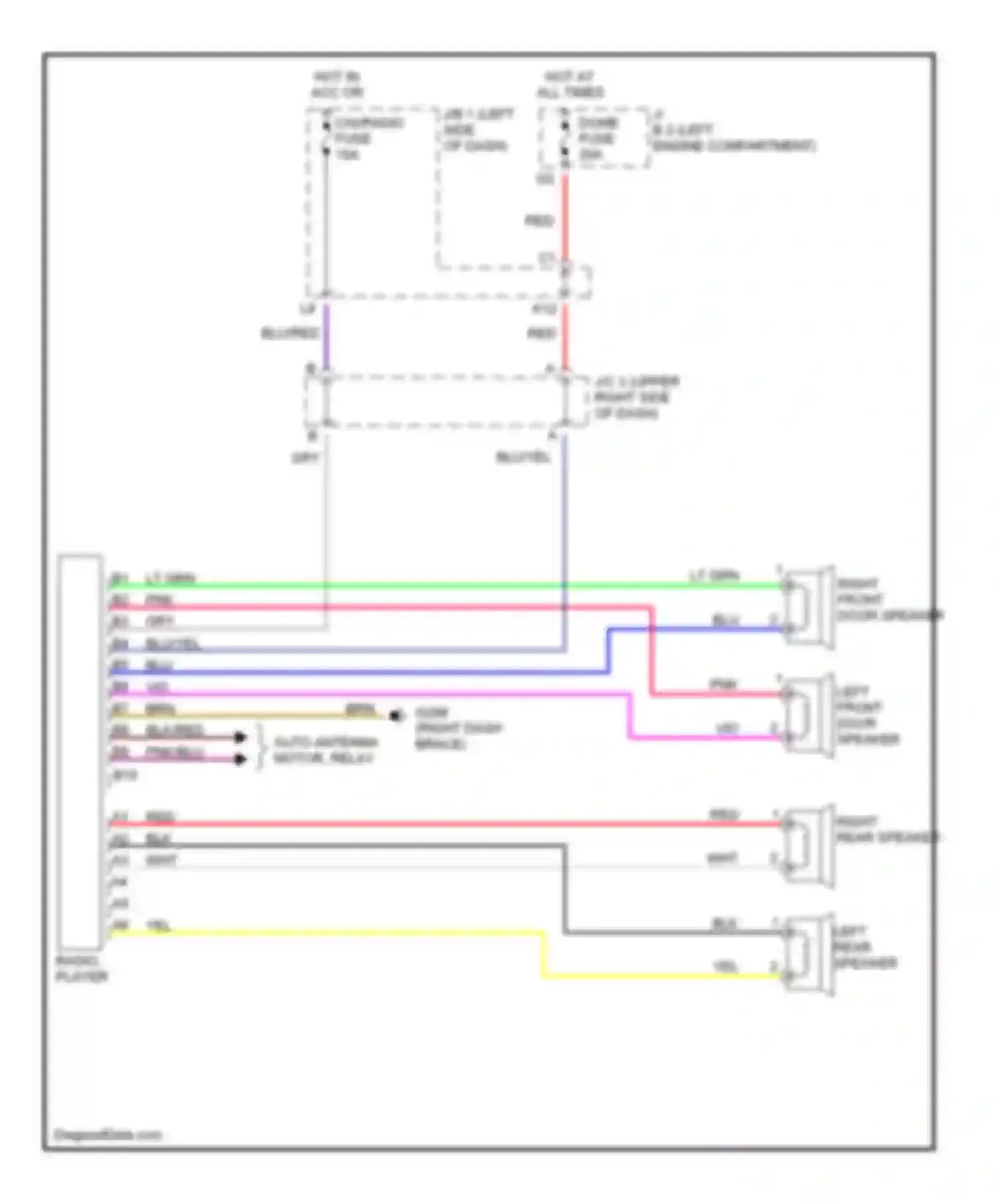 Camry Toyota V40 (1994-1998): Radio circuits, sedan with built-in amplifier