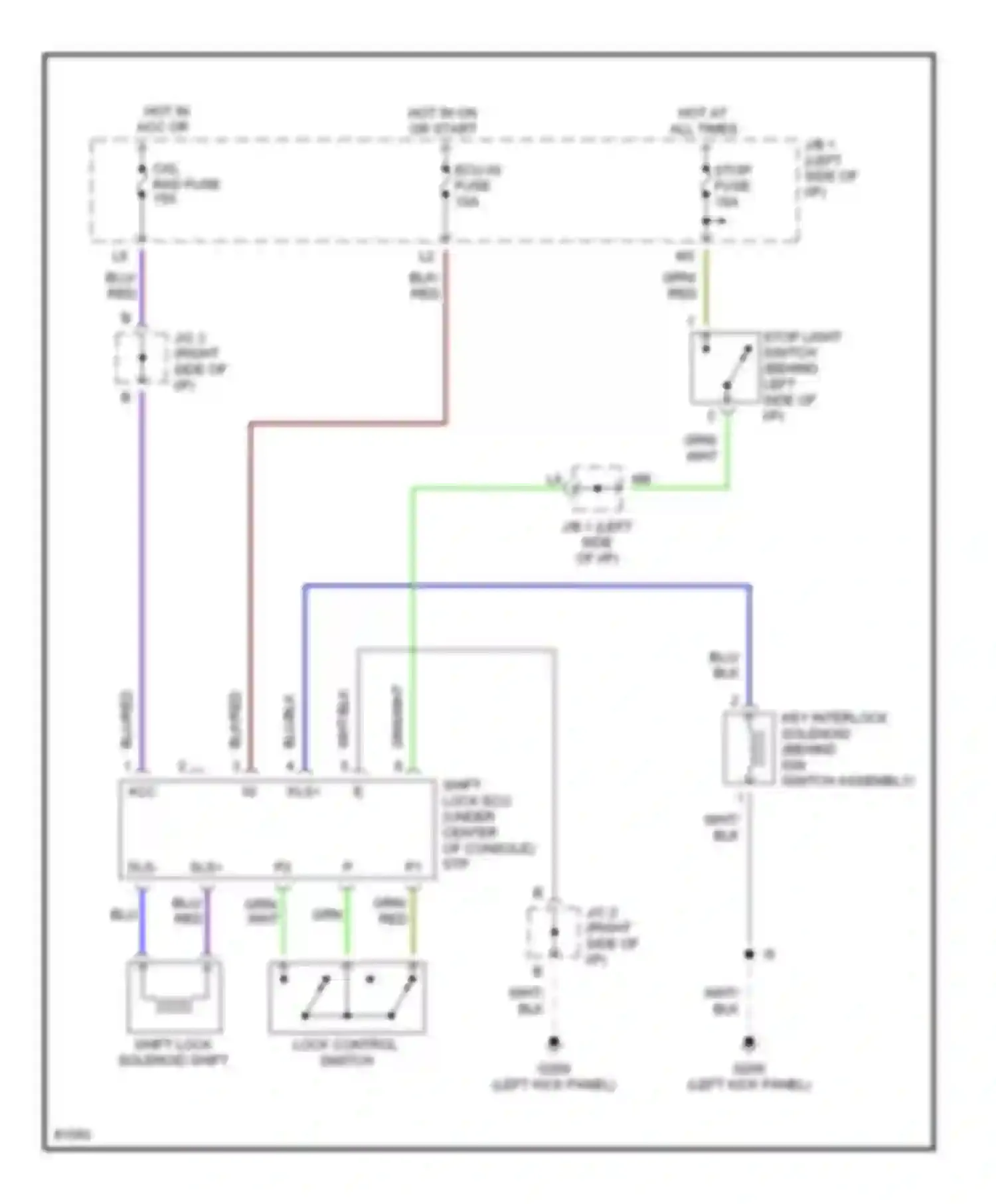 Camry Toyota V40 (1994-1998): Shift interlock circuit