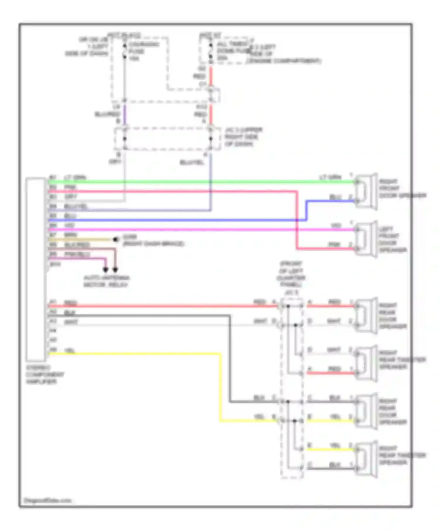 Wiring diagram right rear tweeter speaker for Toyota Camry V40 (1994-1998) (1 of 2)