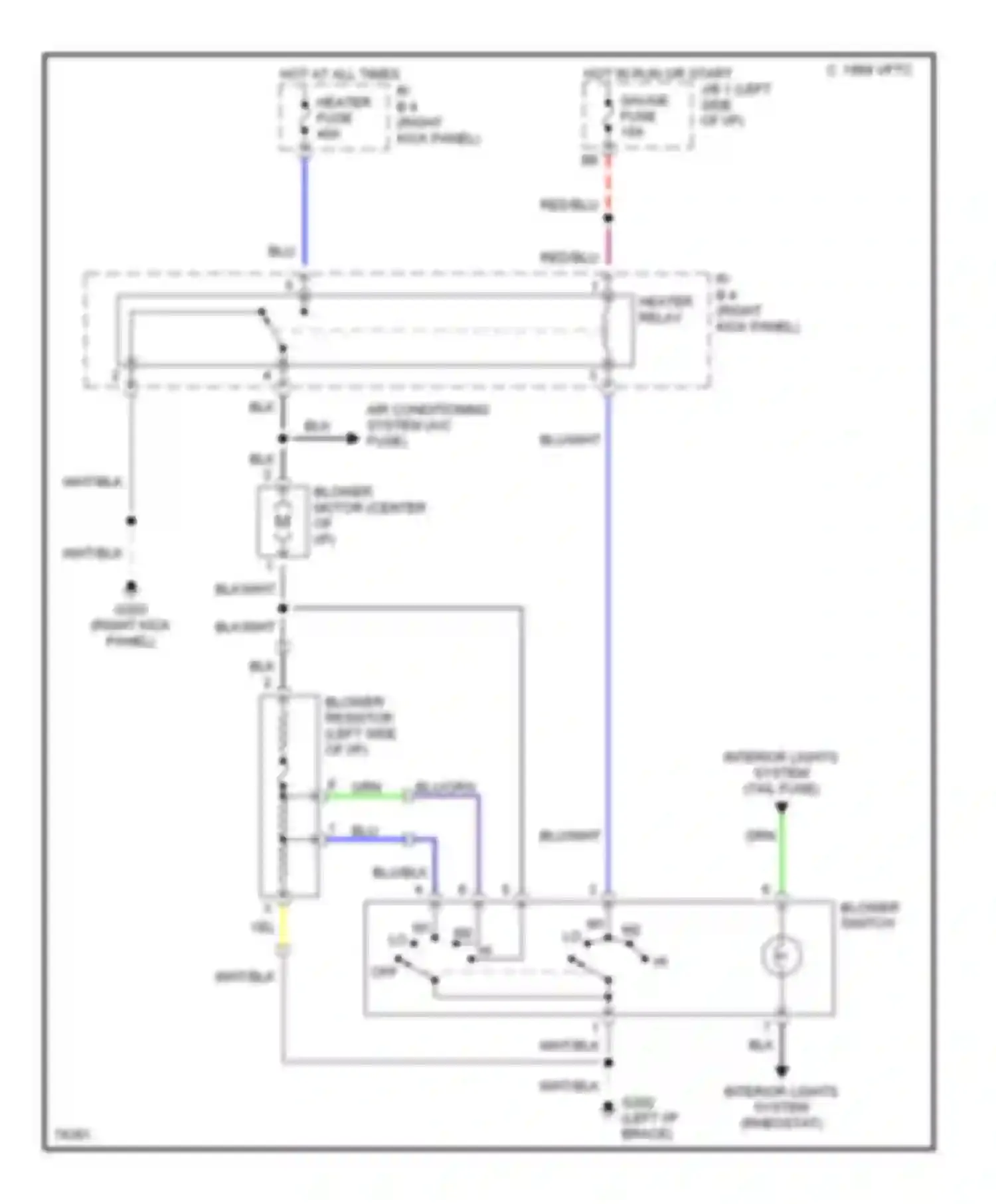Camry Toyota XV10 (1991-1997): Heater circuit, lever control type