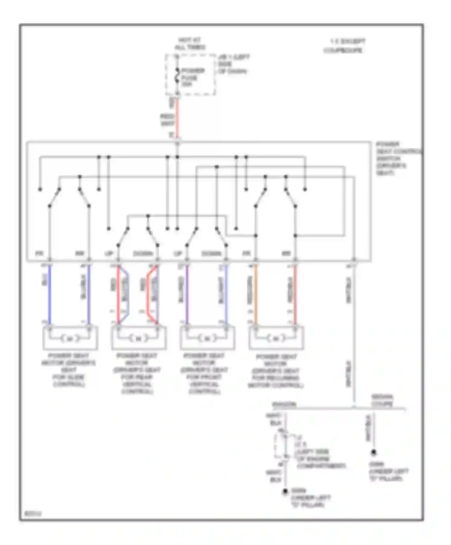 Camry Toyota XV10 (1991-1997): Driver power seat circuit
