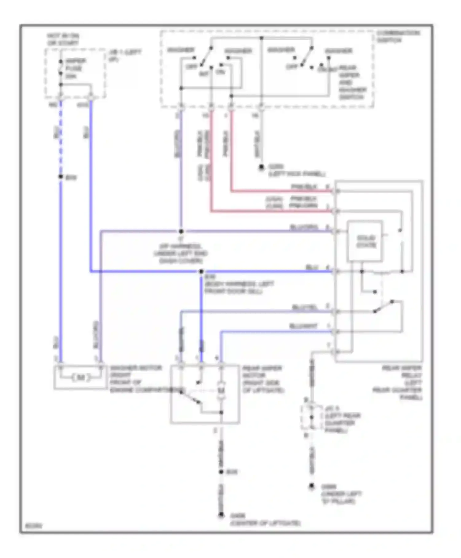 Camry Toyota XV10 (1991-1997): Rear wiper/washer circuit