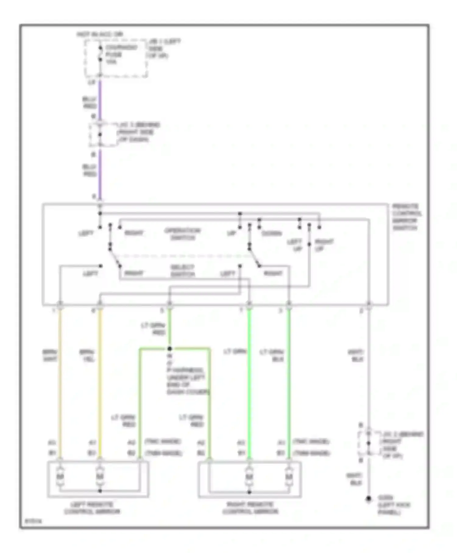 Wiring diagram right remote control mirror for Toyota Camry XV10 (1991-1997) (1 of 1)