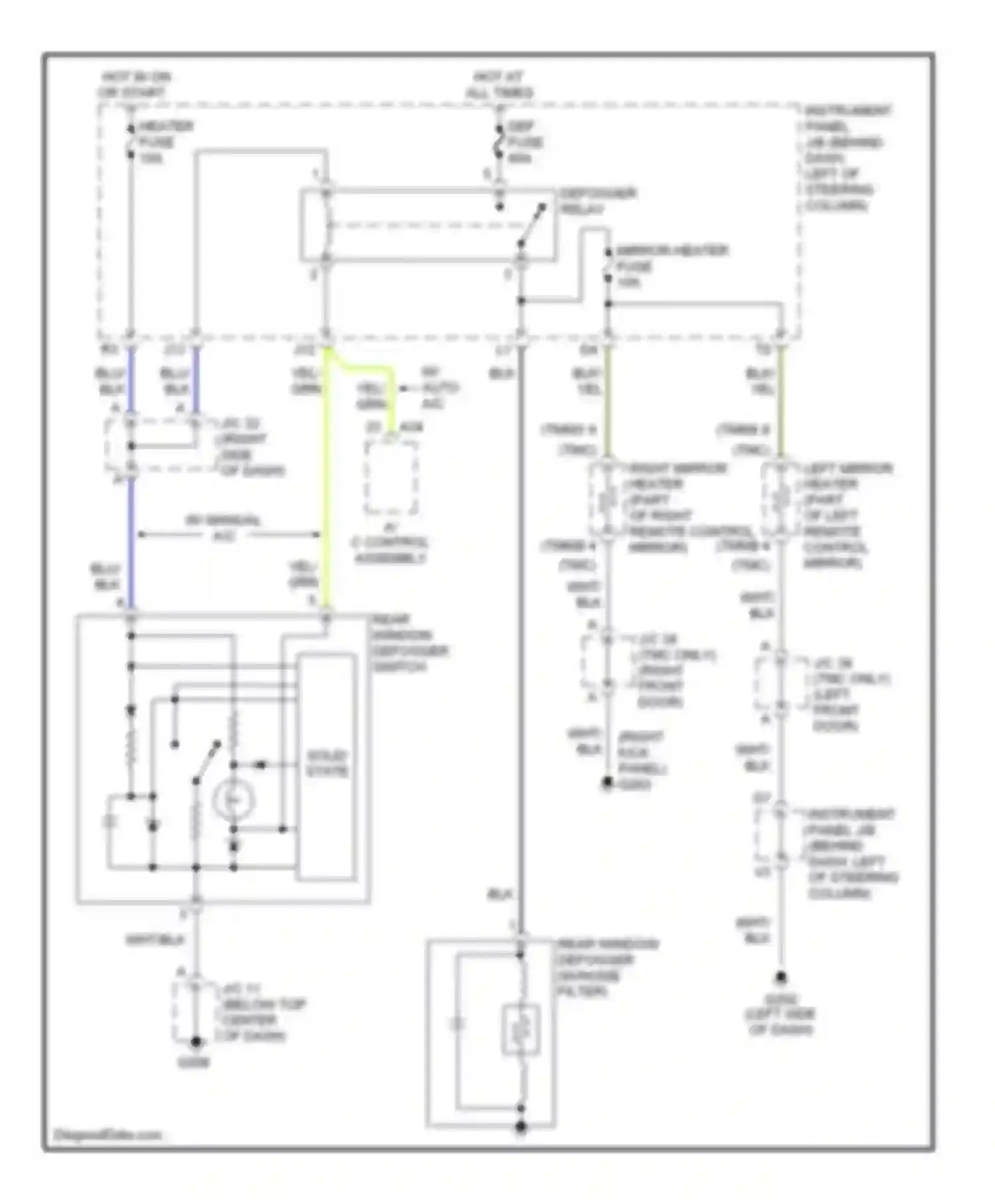 Camry Toyota XV20 (1994-2002): 2.2l, defogger circuit