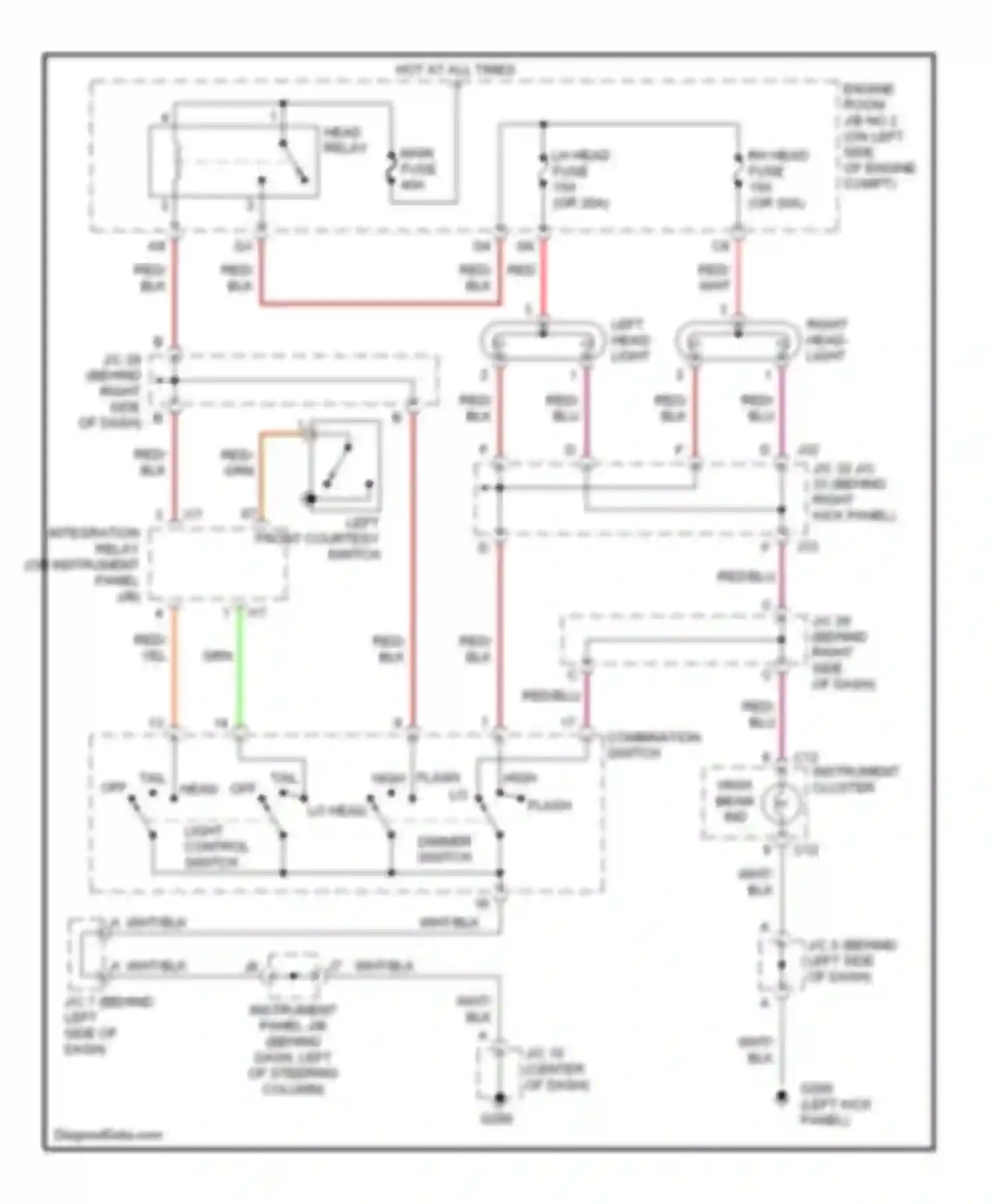 Camry Toyota XV20 (1994-2002): Headlight circuit, without drl