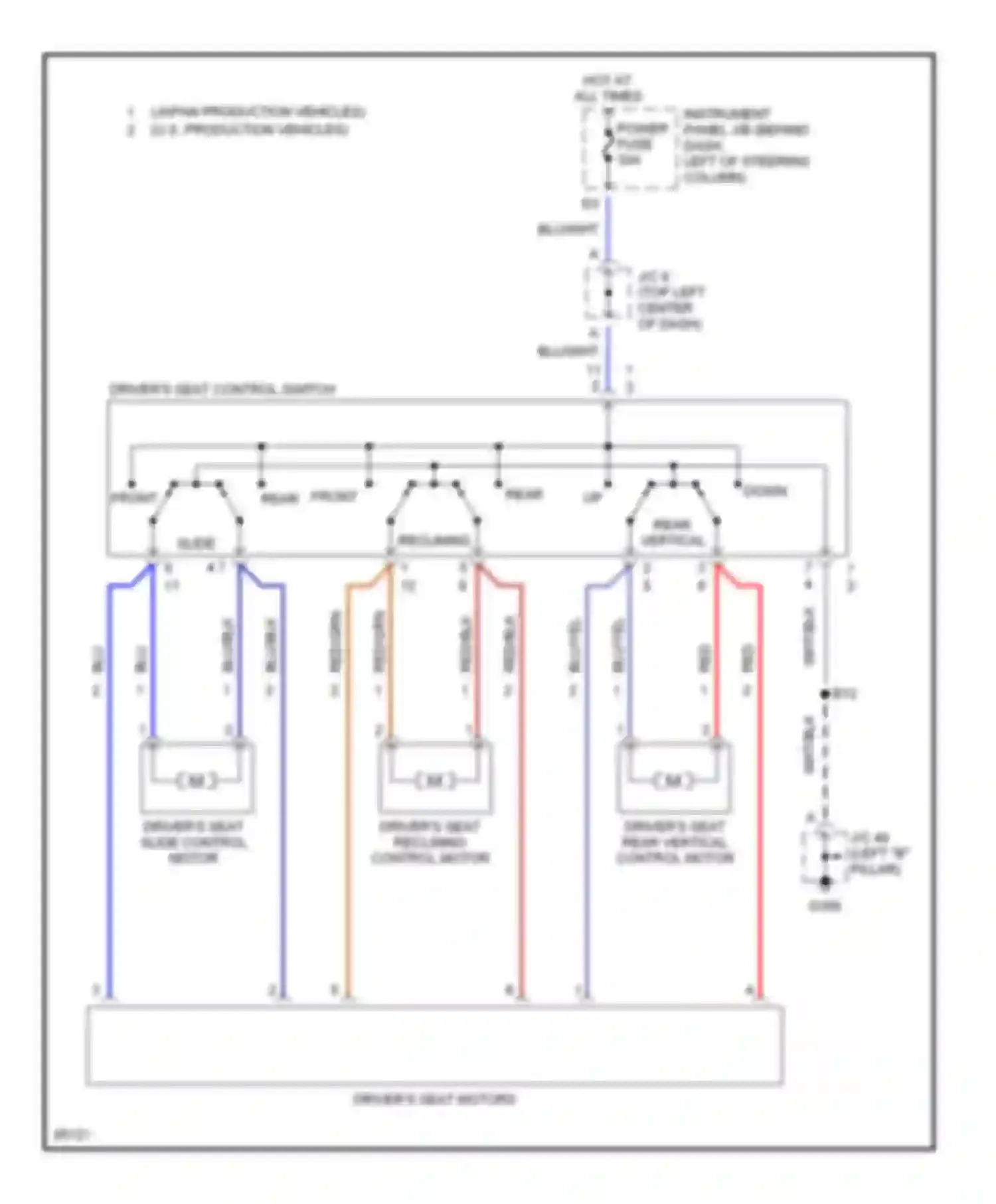 Camry Toyota XV20 (1994-2002): Driver power seat circuit