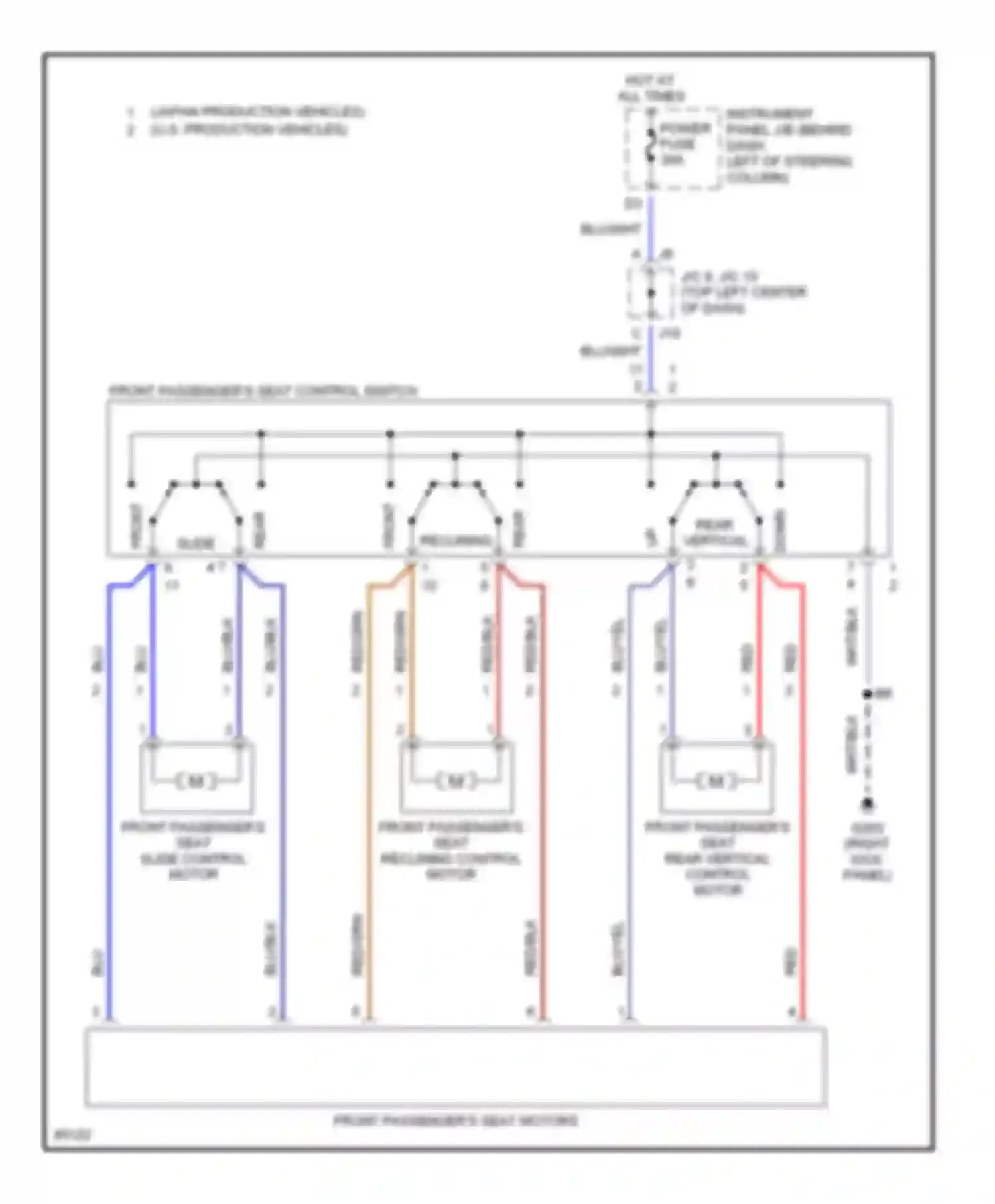 Camry Toyota XV20 (1994-2002): Passenger power seat circuit