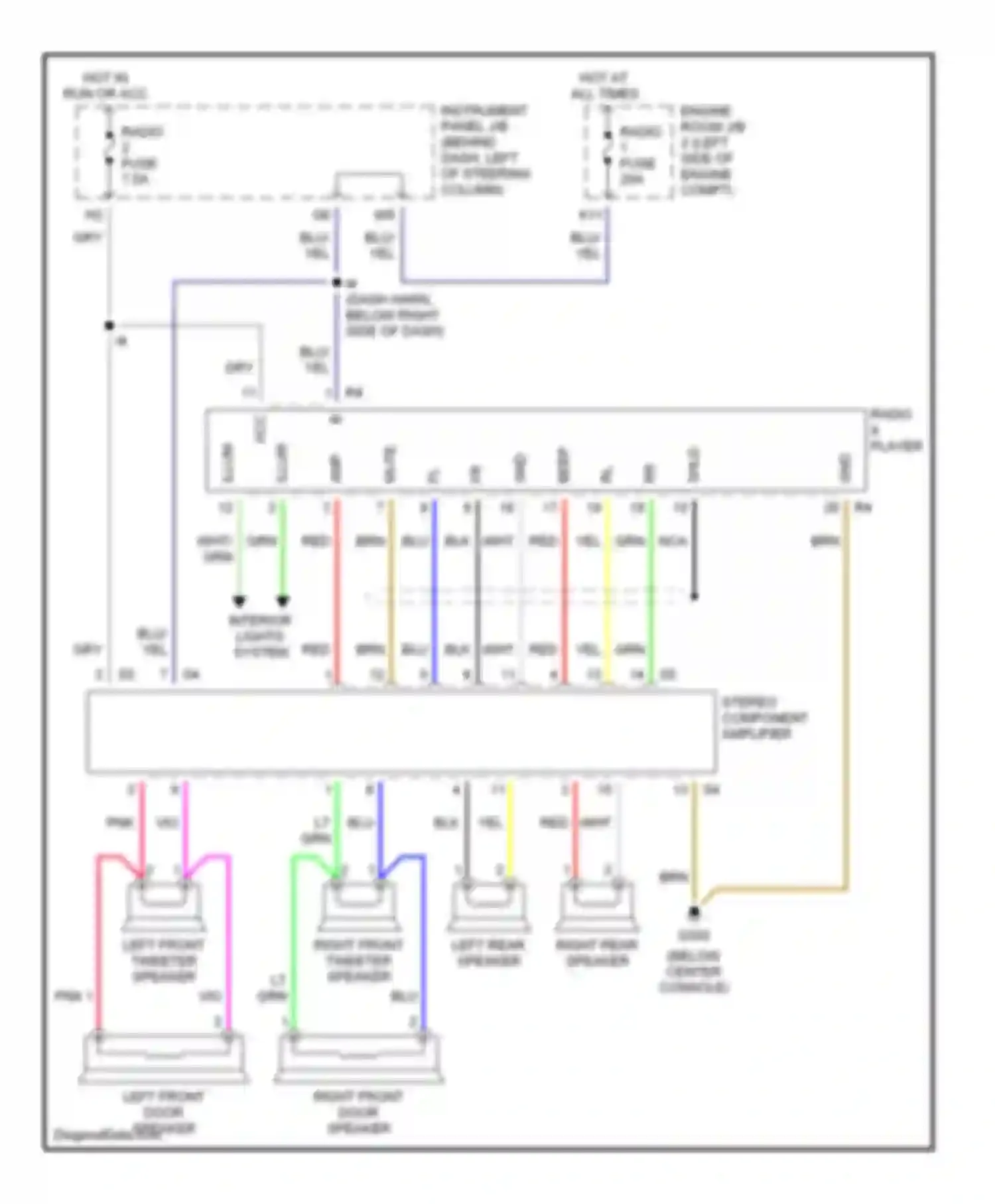 Camry Toyota XV20 (1994-2002): 2.2l, radio circuits, with separate amplifier