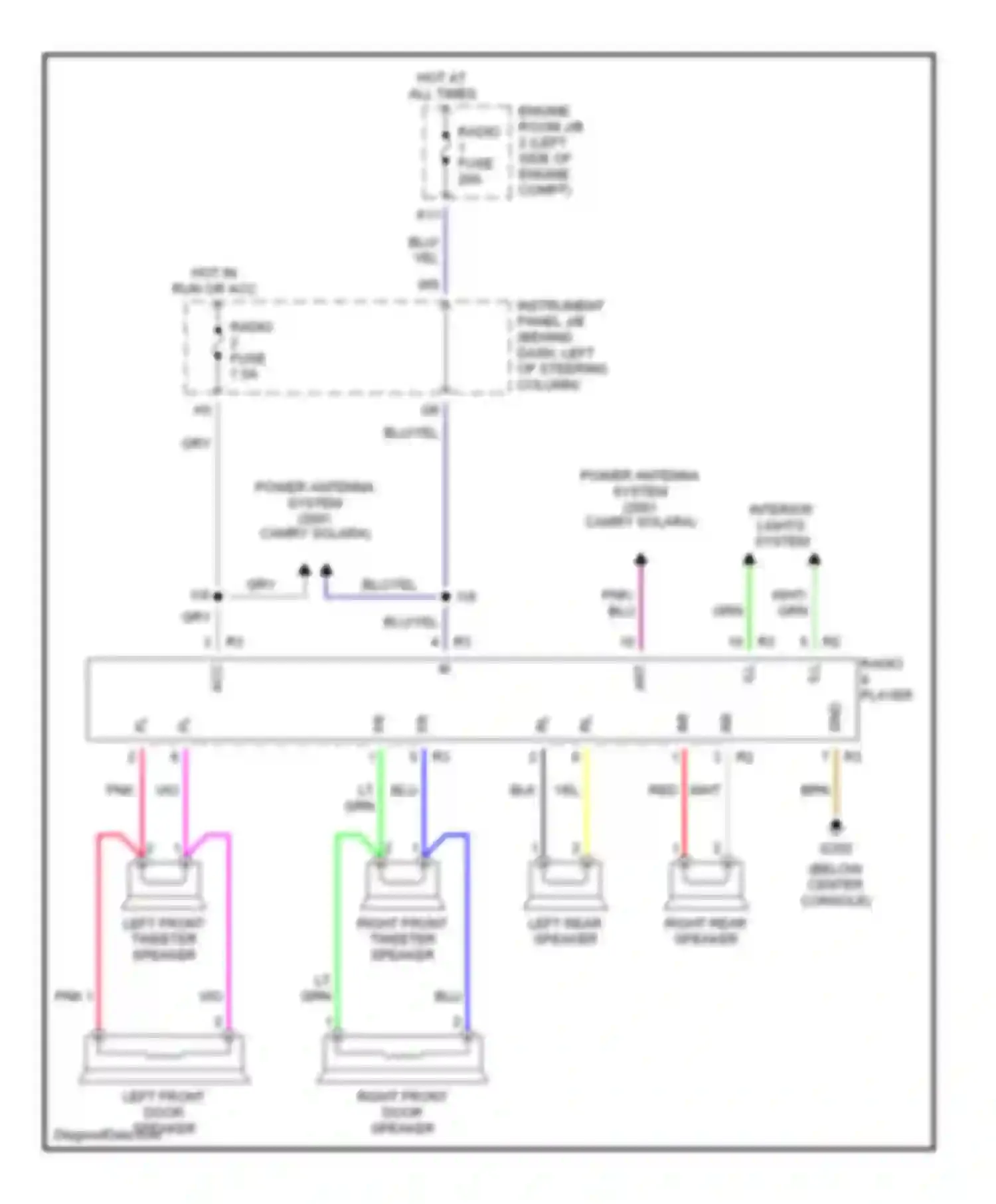 Camry Toyota XV20 (1994-2002): 3.0l, radio circuits, with built-in amplifier