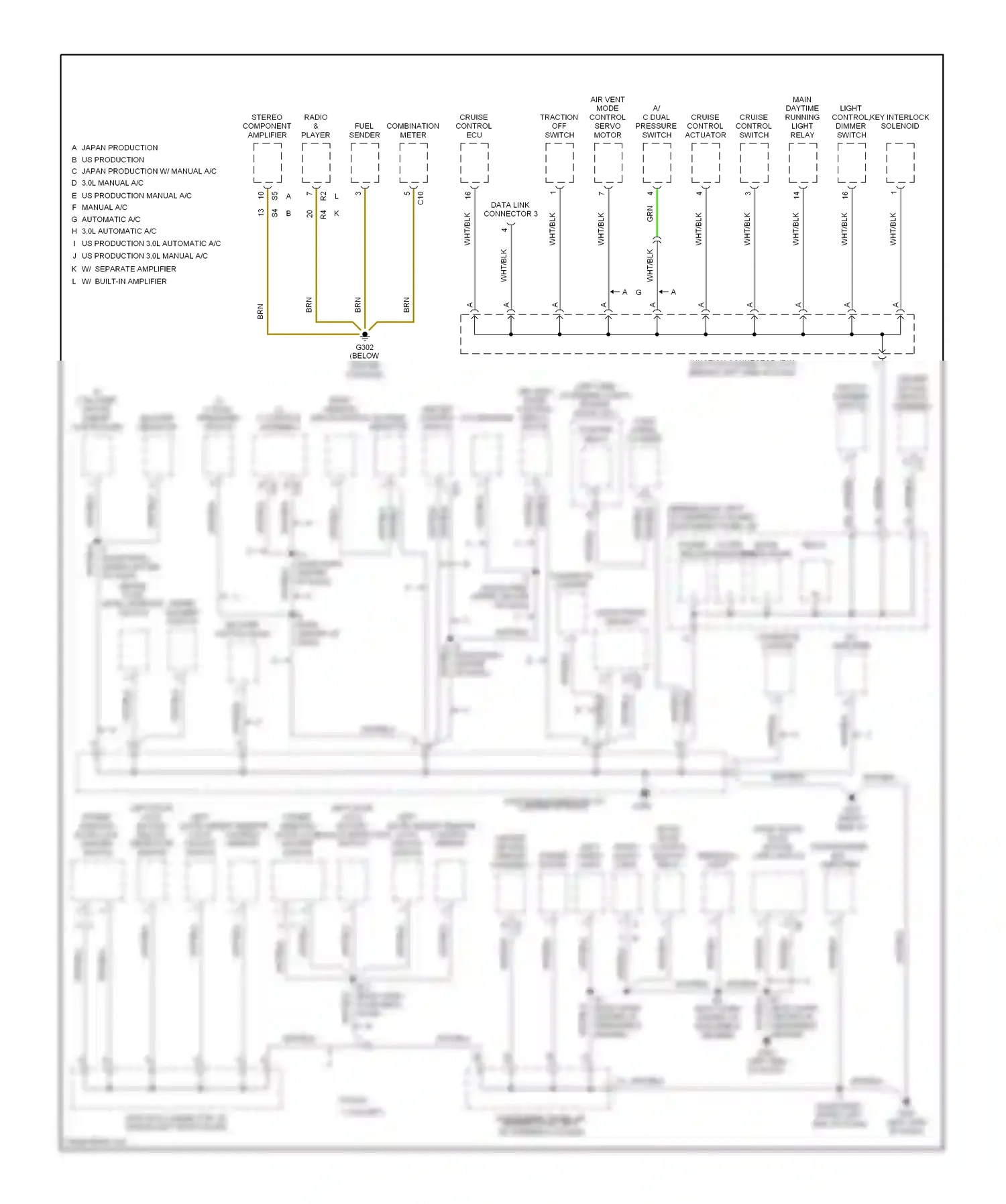 Wiring diagram light control, dimmer switch for Toyota Camry XV20 (1994-2002) (2 of 4)