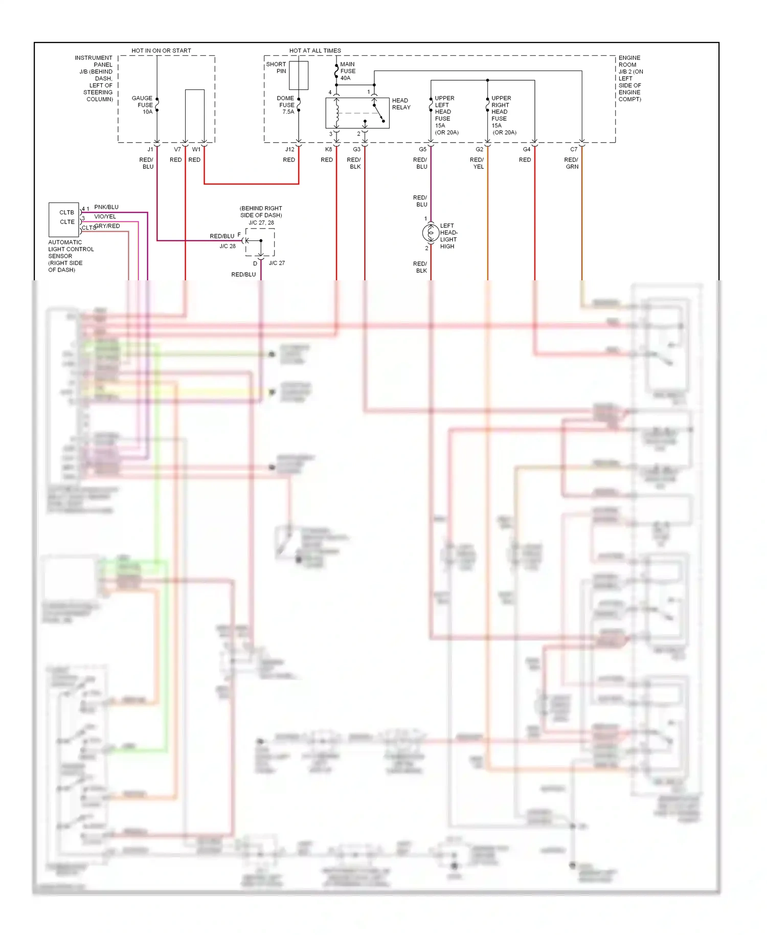 Wiring diagram light control switch for Toyota Camry XV20 (1994-2002) (2 of 7)