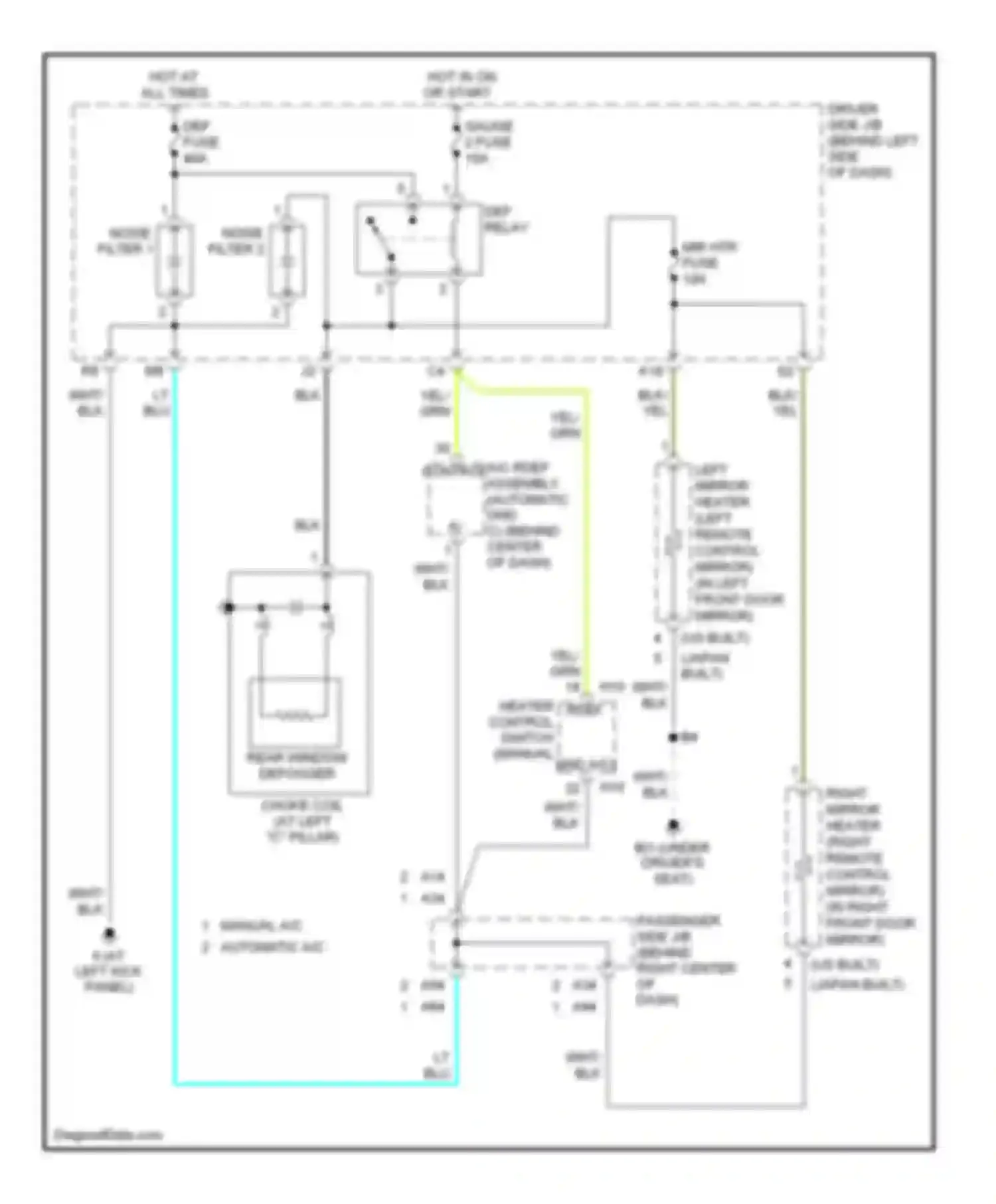 Camry Toyota XV30 (2001-2006): Defoggers circuit