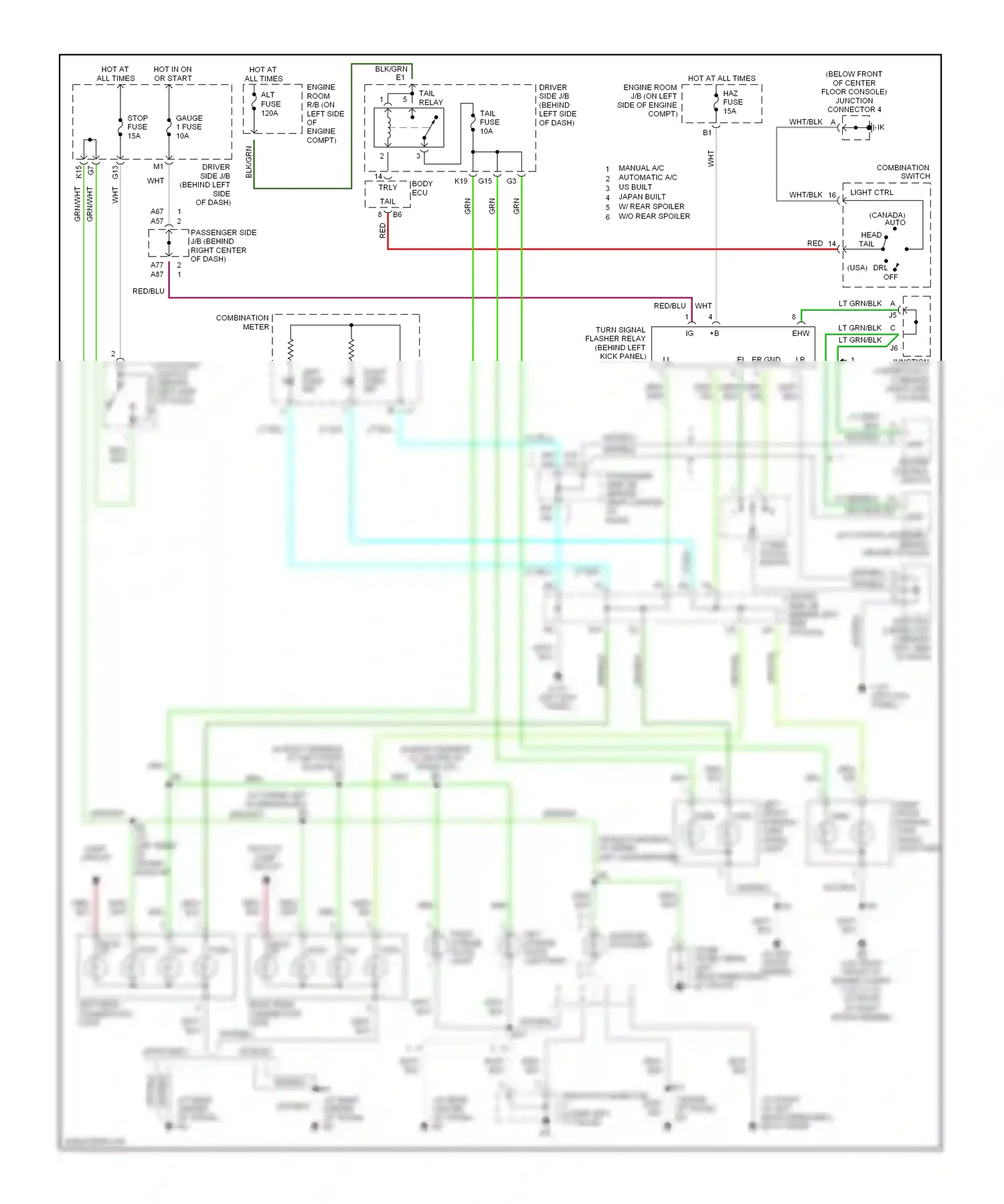 Wiring diagram combination switch for Toyota Camry XV30 (2001-2006) (6 of 16)