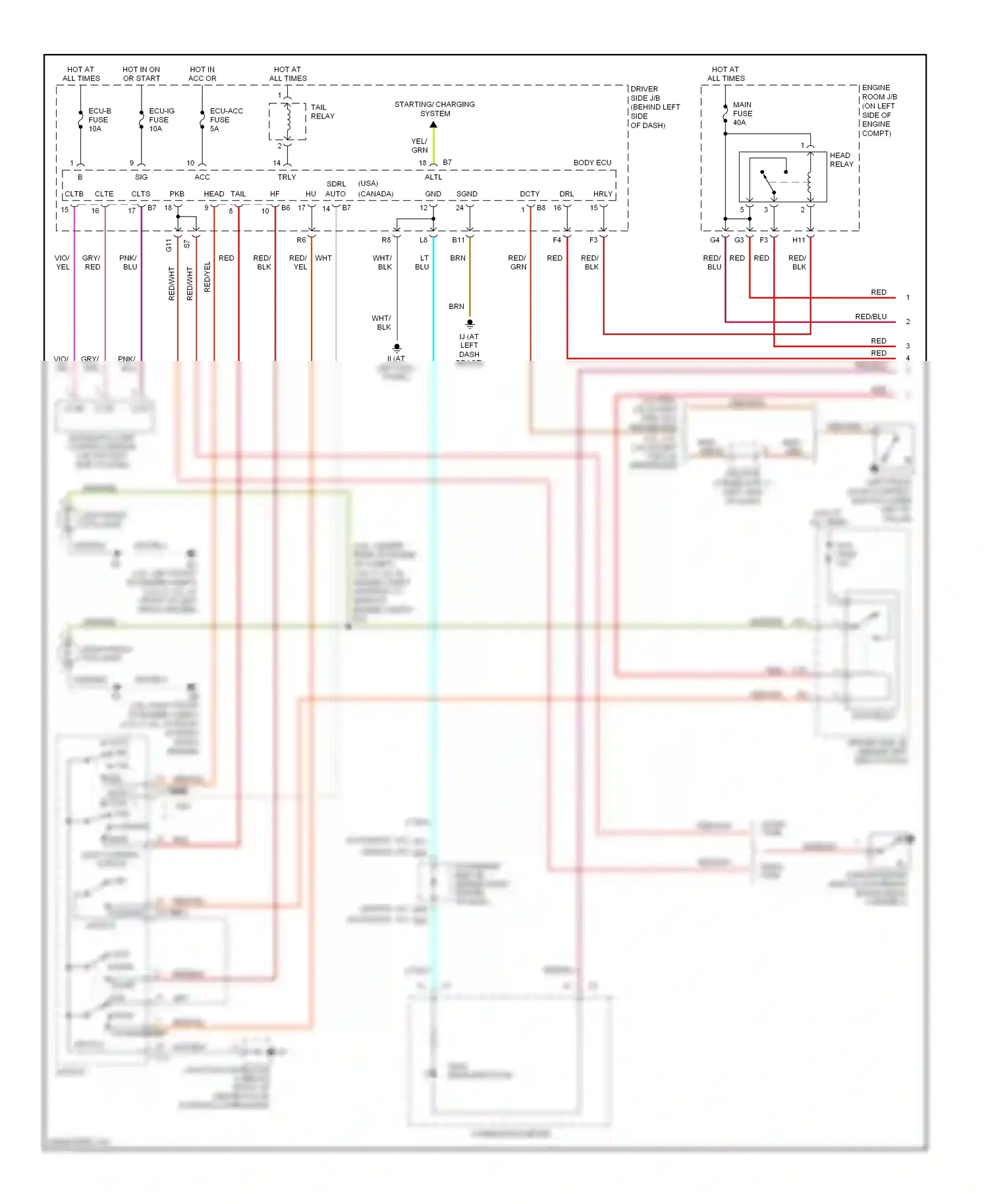 Wiring diagram light control switch for Toyota Camry XV30 (2001-2006) (1 of 1)