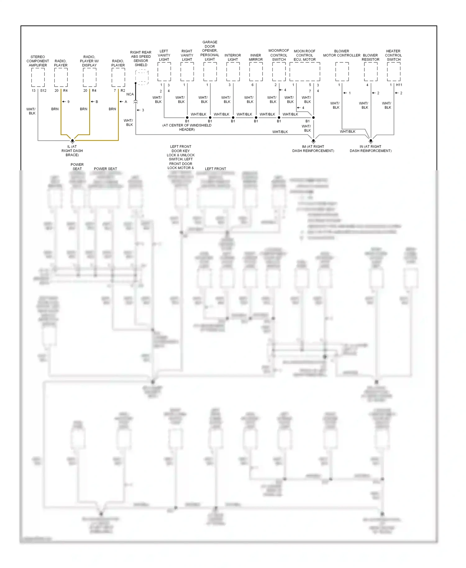 Wiring diagram remote control mirror switch for Toyota Camry XV30 (2001-2006) (2 of 4)