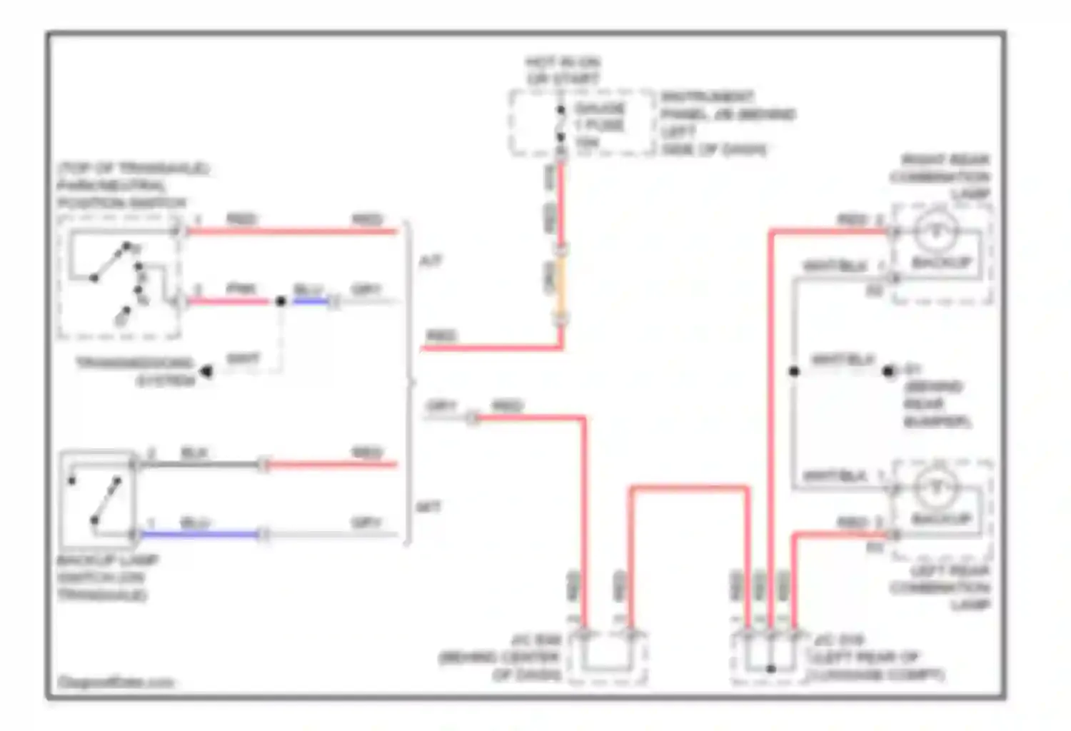 Camry Toyota XV40 facelift (2009-2011): Backup lamps circuit, except hybrid