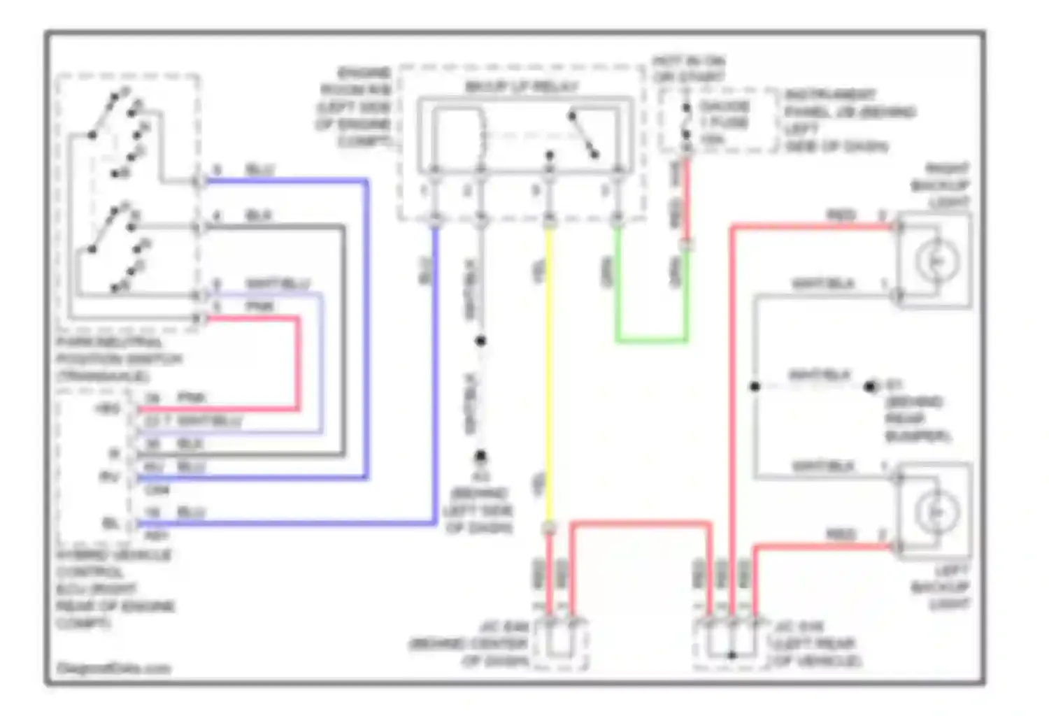 Camry Toyota XV40 facelift (2009-2011): Backup lamps circuit, hybrid