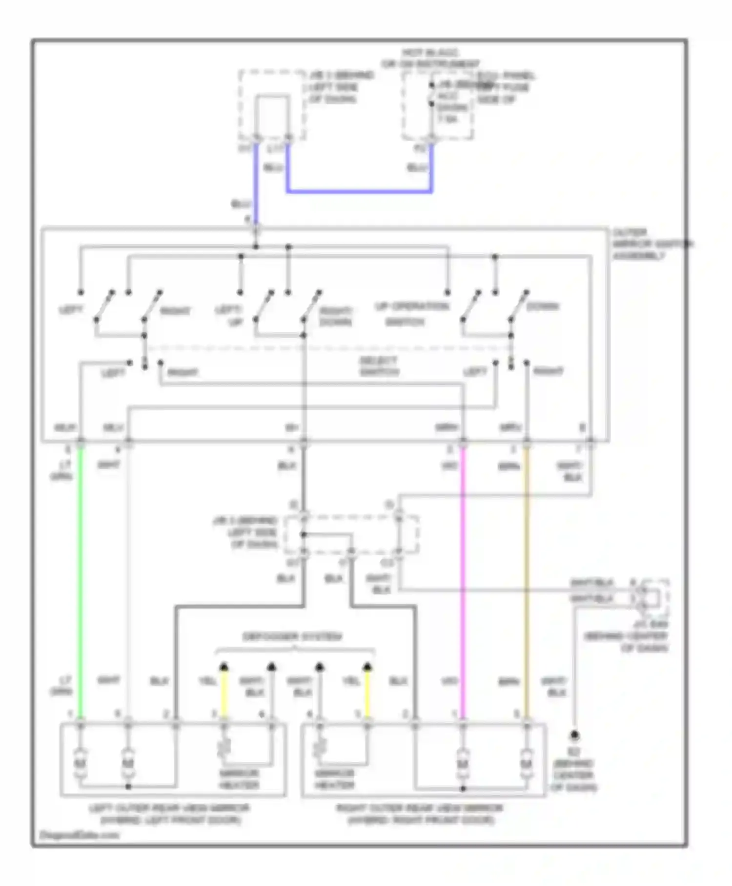 Camry Toyota XV40 facelift (2009-2011): Power mirrors circuit