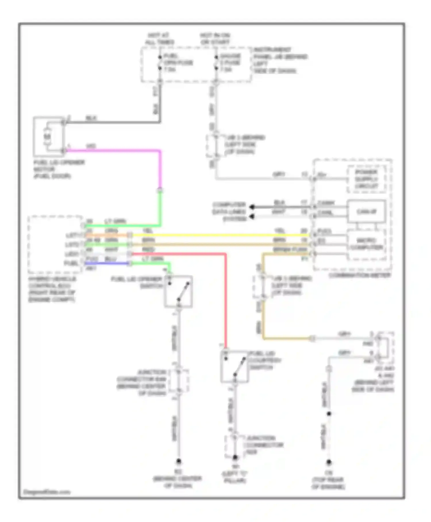 Camry Toyota XV40 facelift (2009-2011): Fuel door release circuit