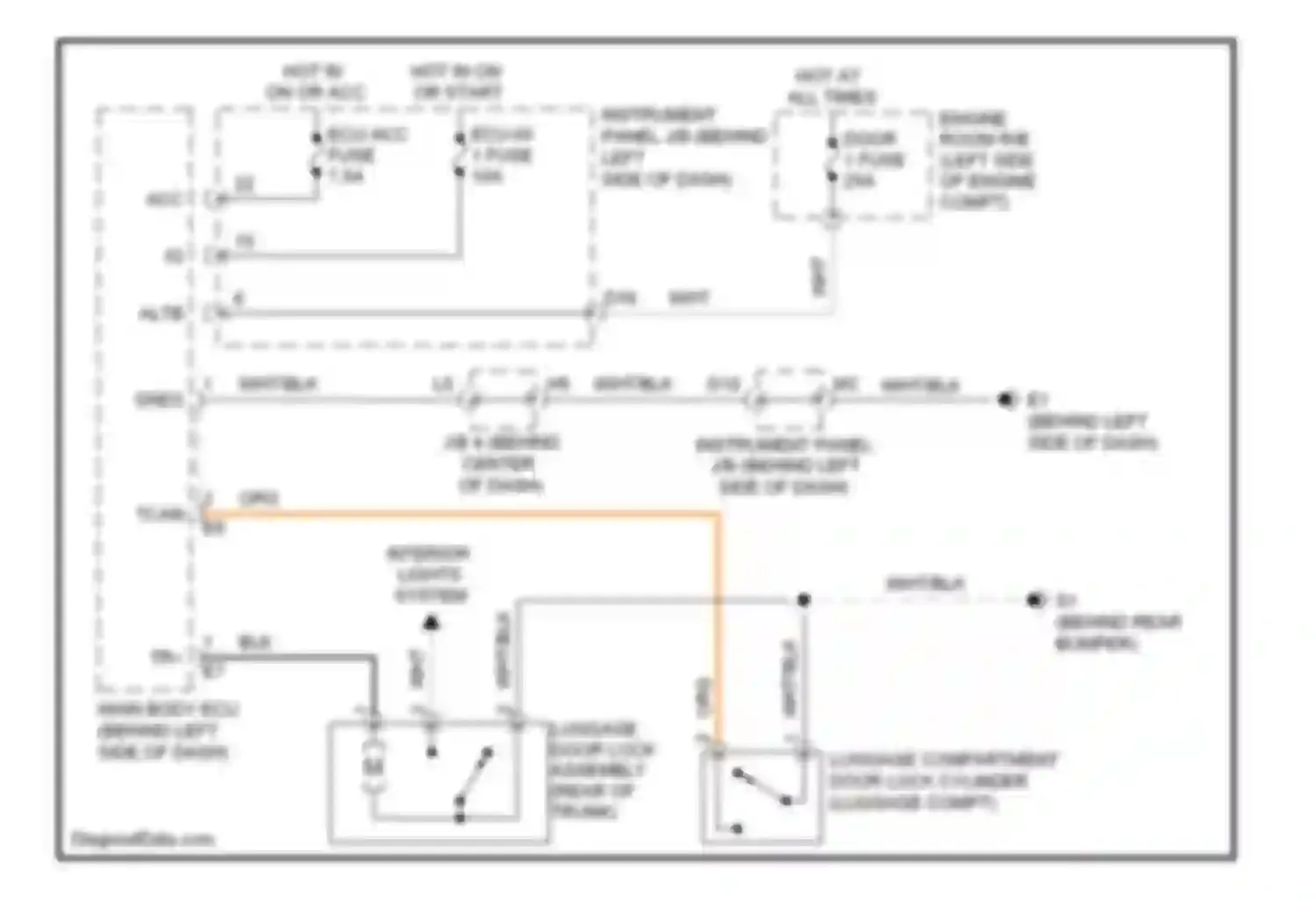 Camry Toyota XV40 facelift (2009-2011): Tailgate release circuit, hybrid