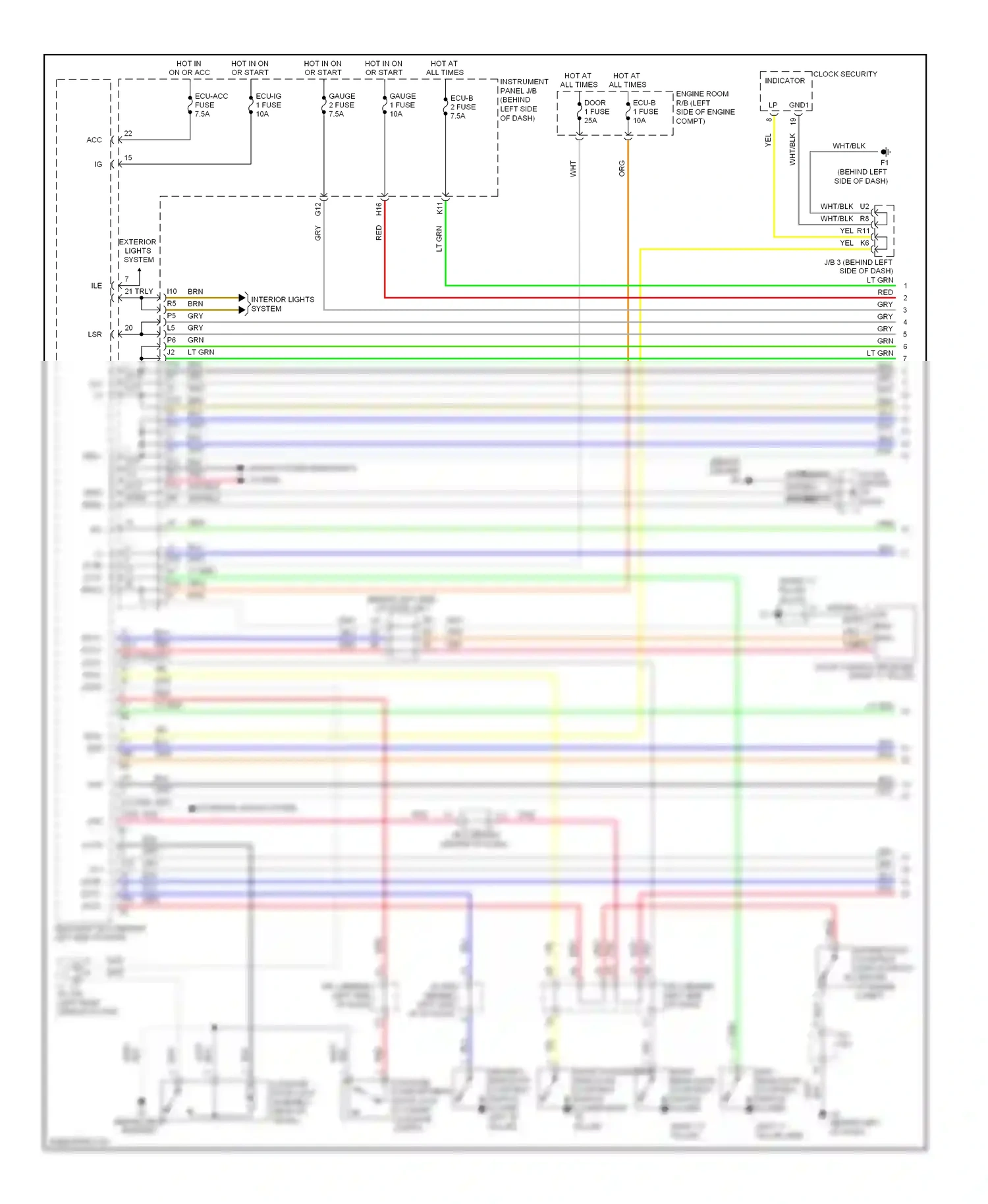 Wiring diagram clock security indicator for Toyota Camry XV40 facelift (2009-2011) (1 of 4)