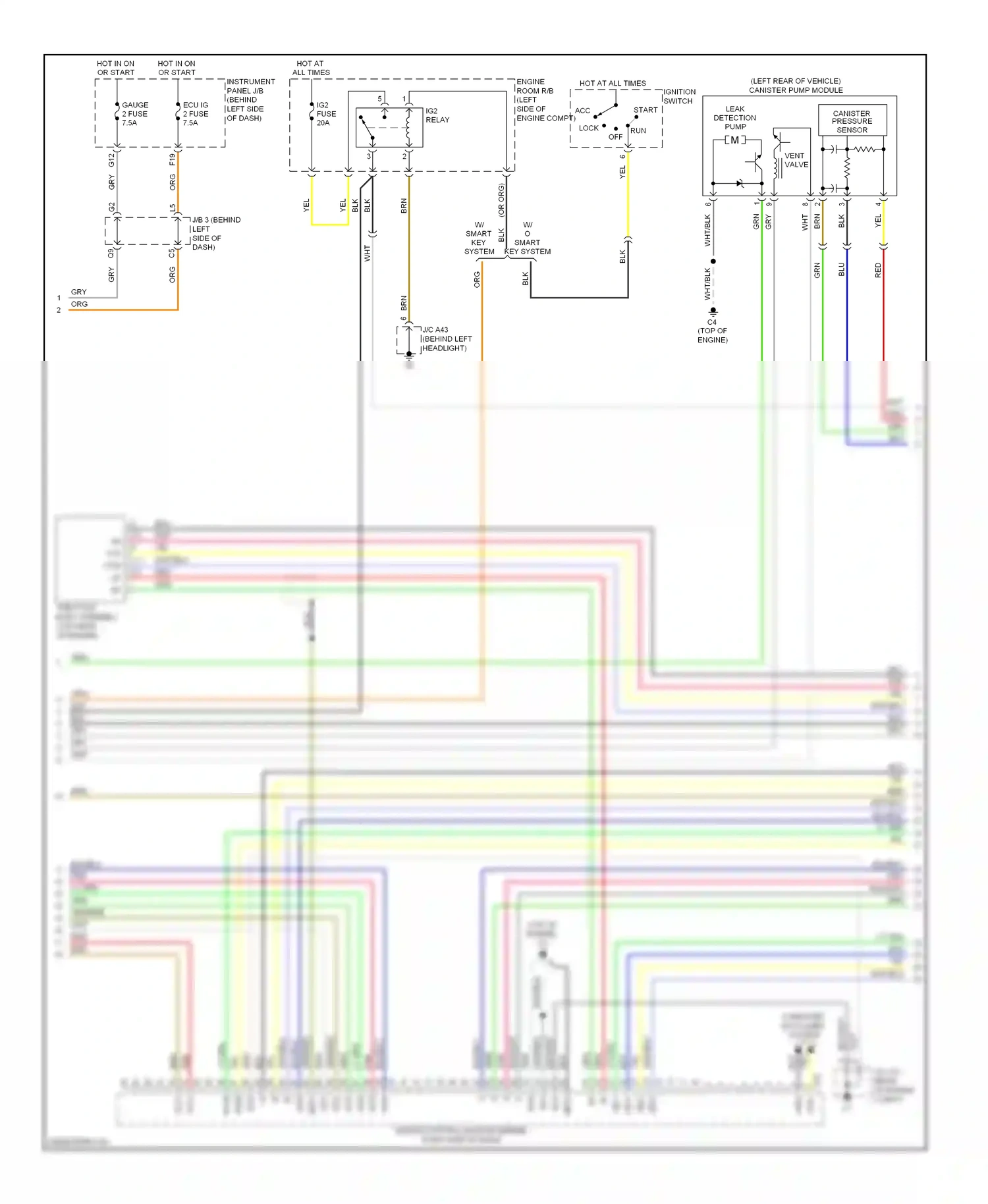 Wiring diagram ignition switch for Toyota Camry XV40 facelift (2009-2011) (2 of 2)