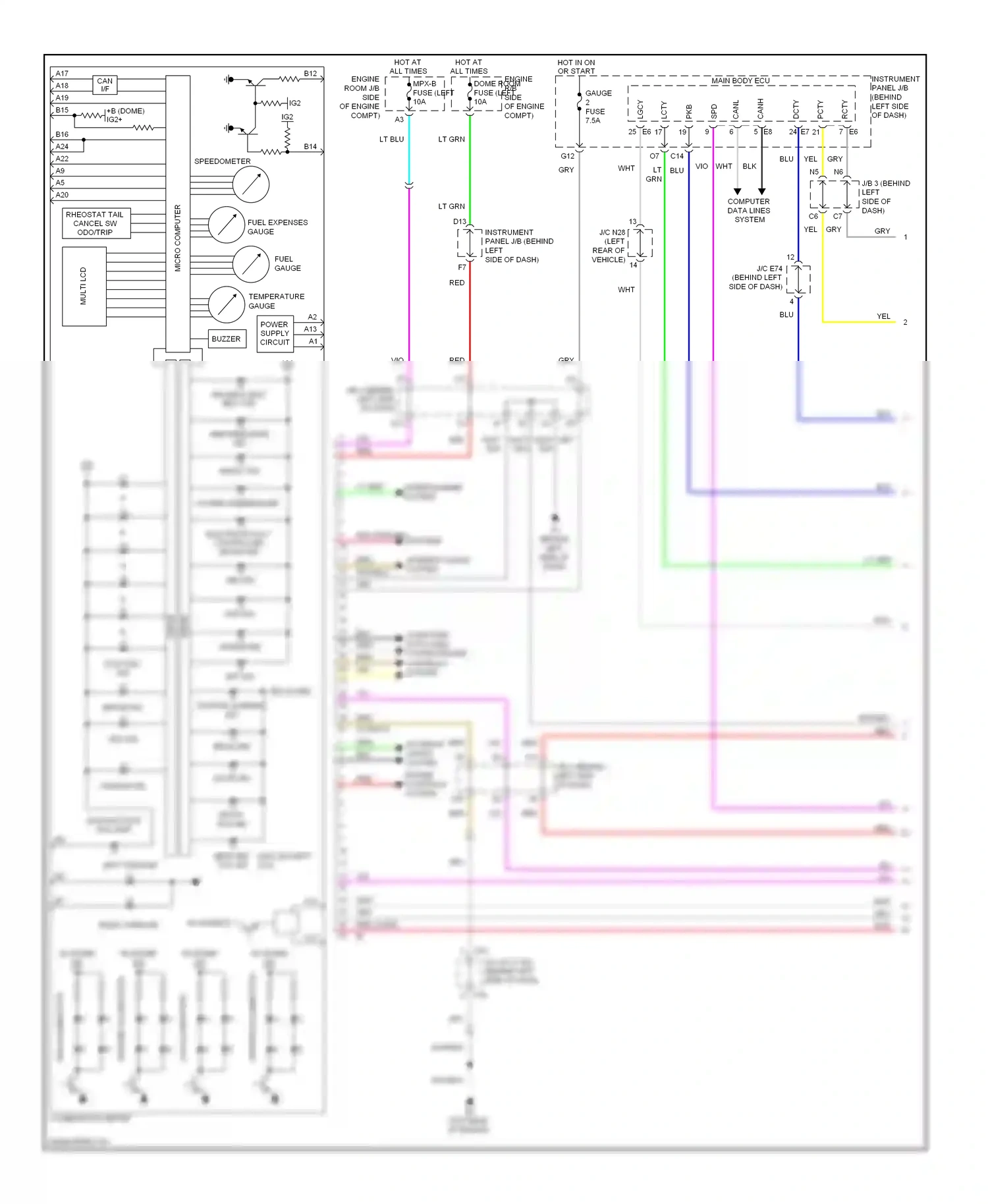 Wiring diagram pointer illumination for Toyota Camry XV40 facelift (2009-2011) (1 of 3)