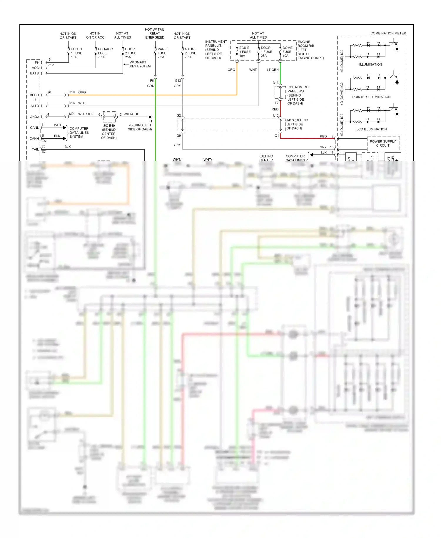 Wiring diagram pointer illumination for Toyota Camry XV40 facelift (2009-2011) (2 of 3)