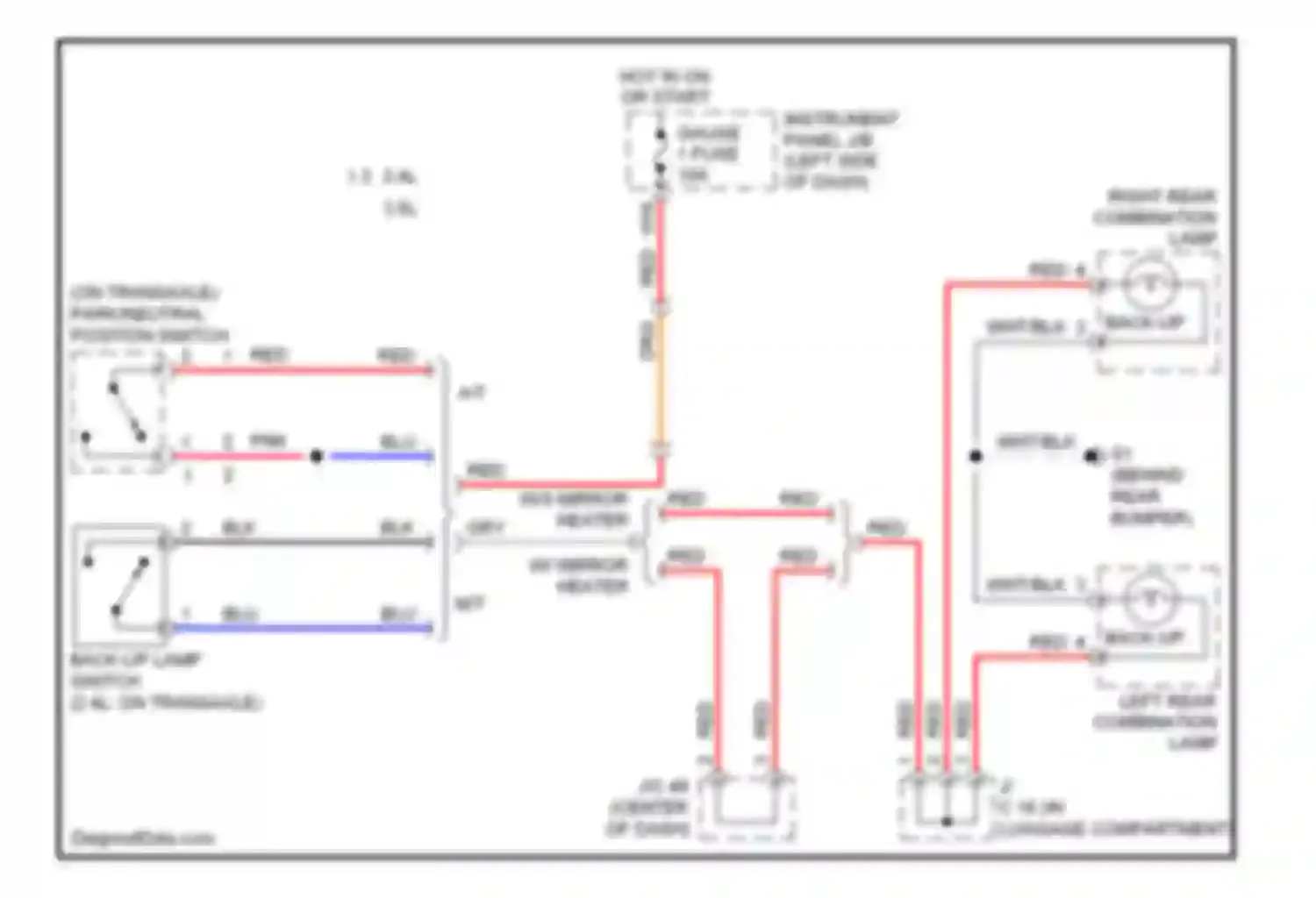 Camry Toyota XV40 (2006-2009): Back-up lamps circuit, except hybrid