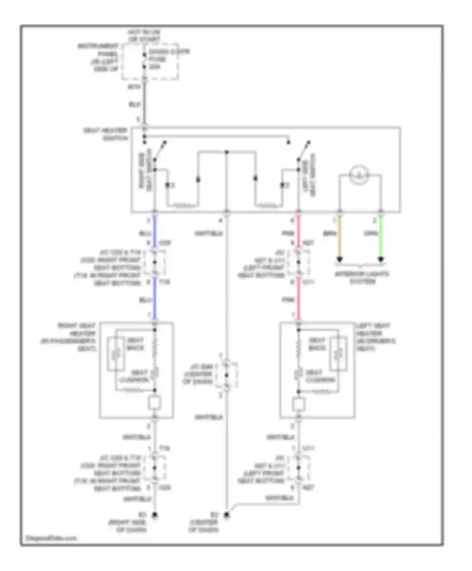 Camry Toyota XV40 (2006-2009): Heated seats circuit, hybrid