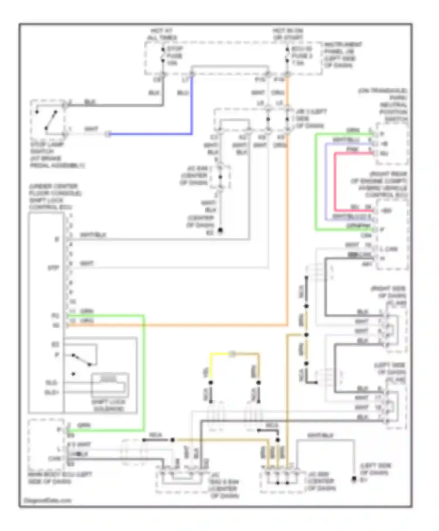 Camry Toyota XV40 (2006-2009): Shift interlock circuit, hybrid