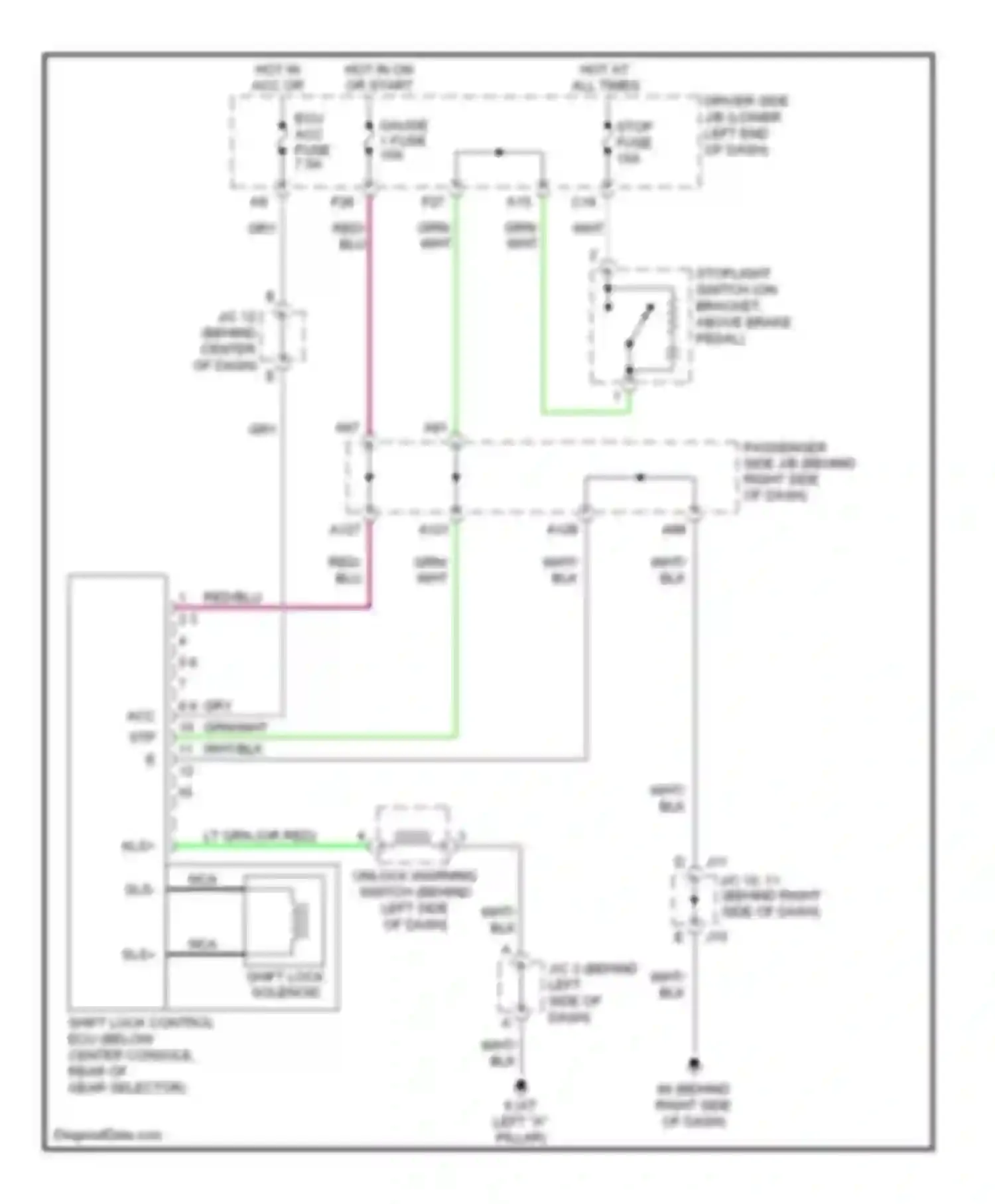 Camry Toyota XV40 (2006-2009): Shift interlock circuit