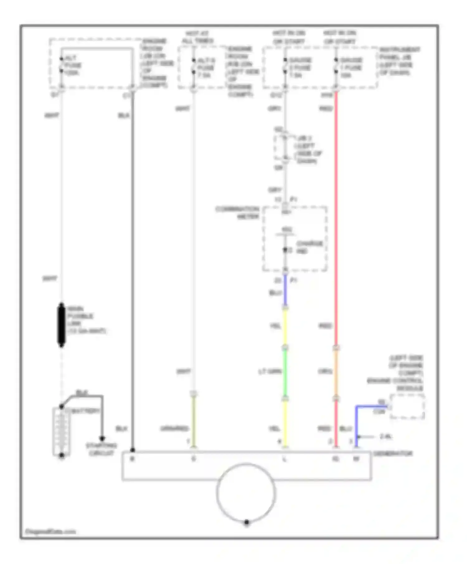 Camry Toyota XV40 (2006-2009): Charging circuit, except hybrid
