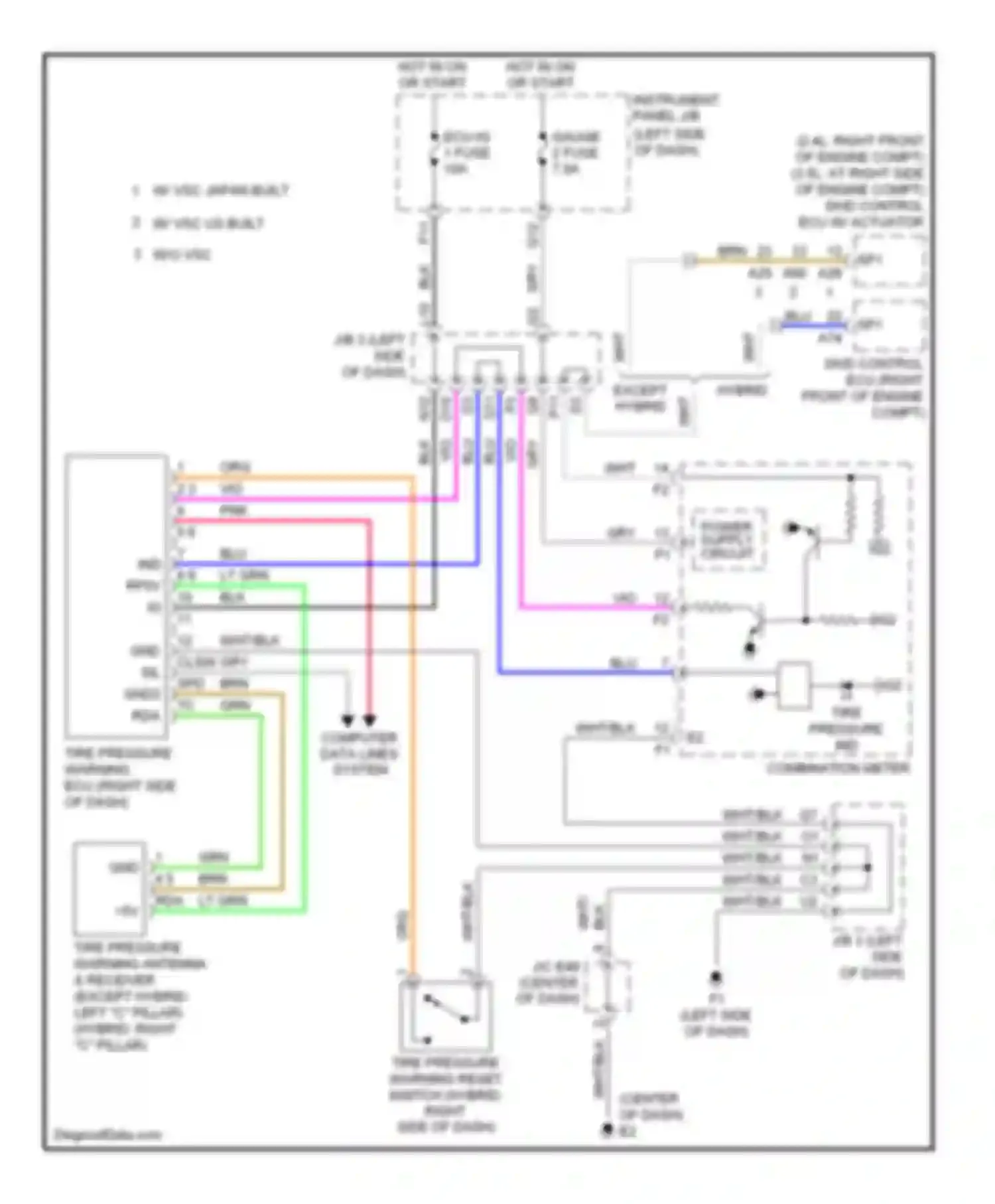 Camry Toyota XV40 (2006-2009): Tire pressure monitoring circuit