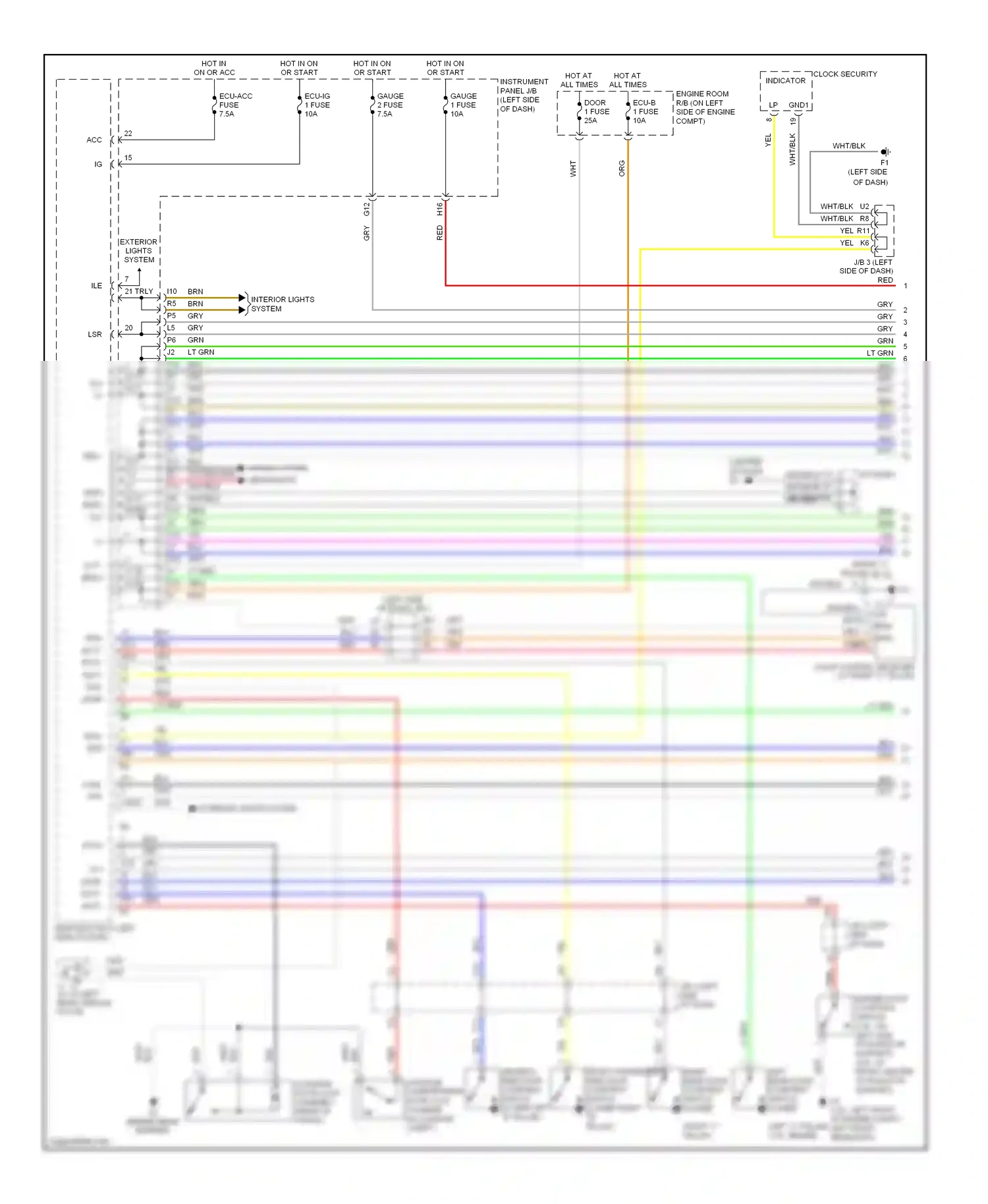 Wiring diagram clock security indicator for Toyota Camry XV40 (2006-2009) (1 of 4)