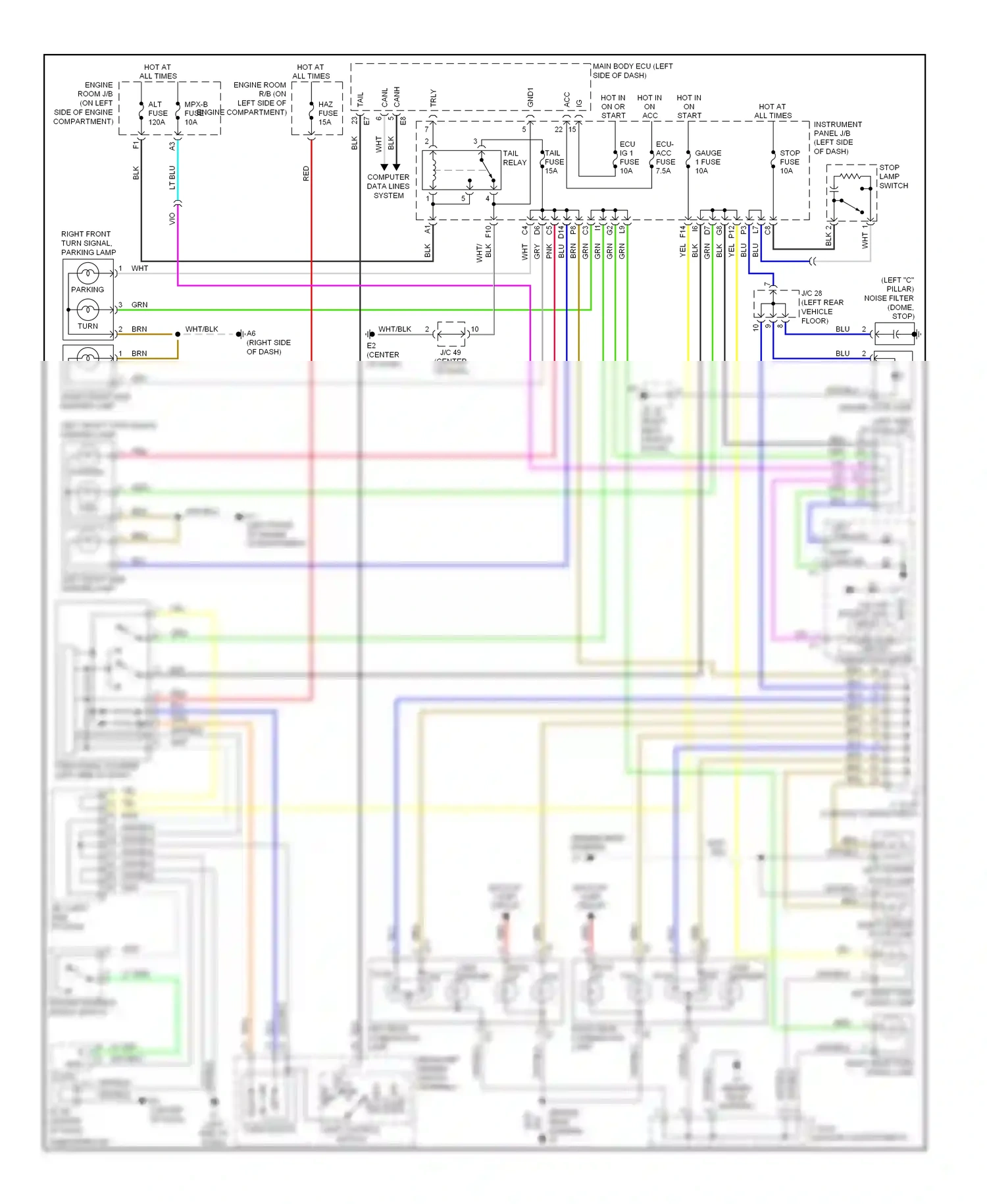 Wiring diagram light control switch turn switch for Toyota Camry XV40 (2006-2009) (1 of 1)