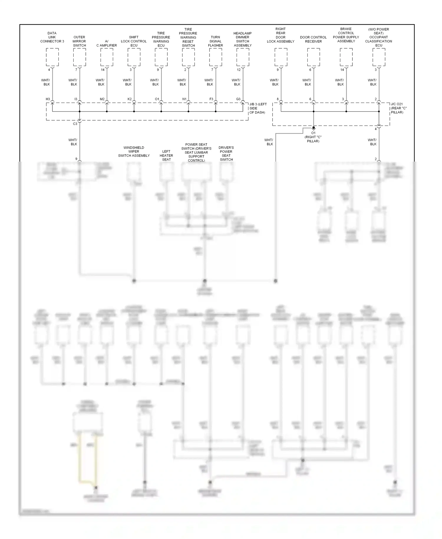 Wiring diagram outer mirror switch for Toyota Camry XV40 (2006-2009) (1 of 2)