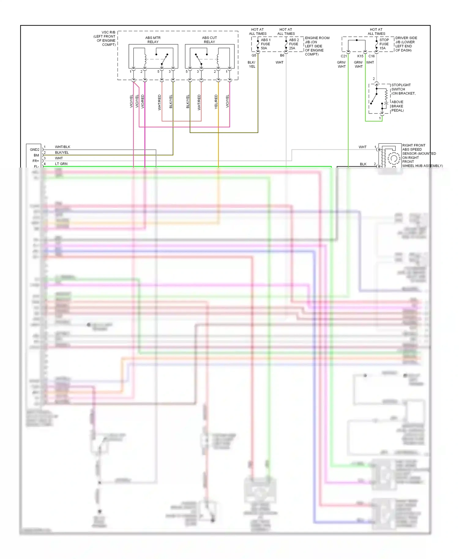 Wiring diagram stoplight switch (on bracket, for Toyota Camry XV40 (2006-2009) (1 of 1)