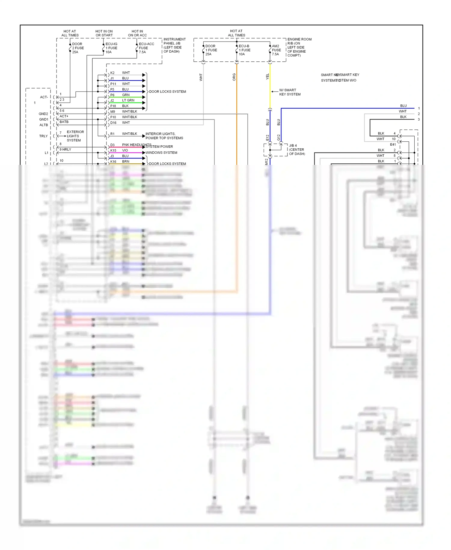 Wiring diagram trunk, tailgate, fuel doors system engine controls system for Toyota Camry XV40 (2006-2009) (1 of 1)