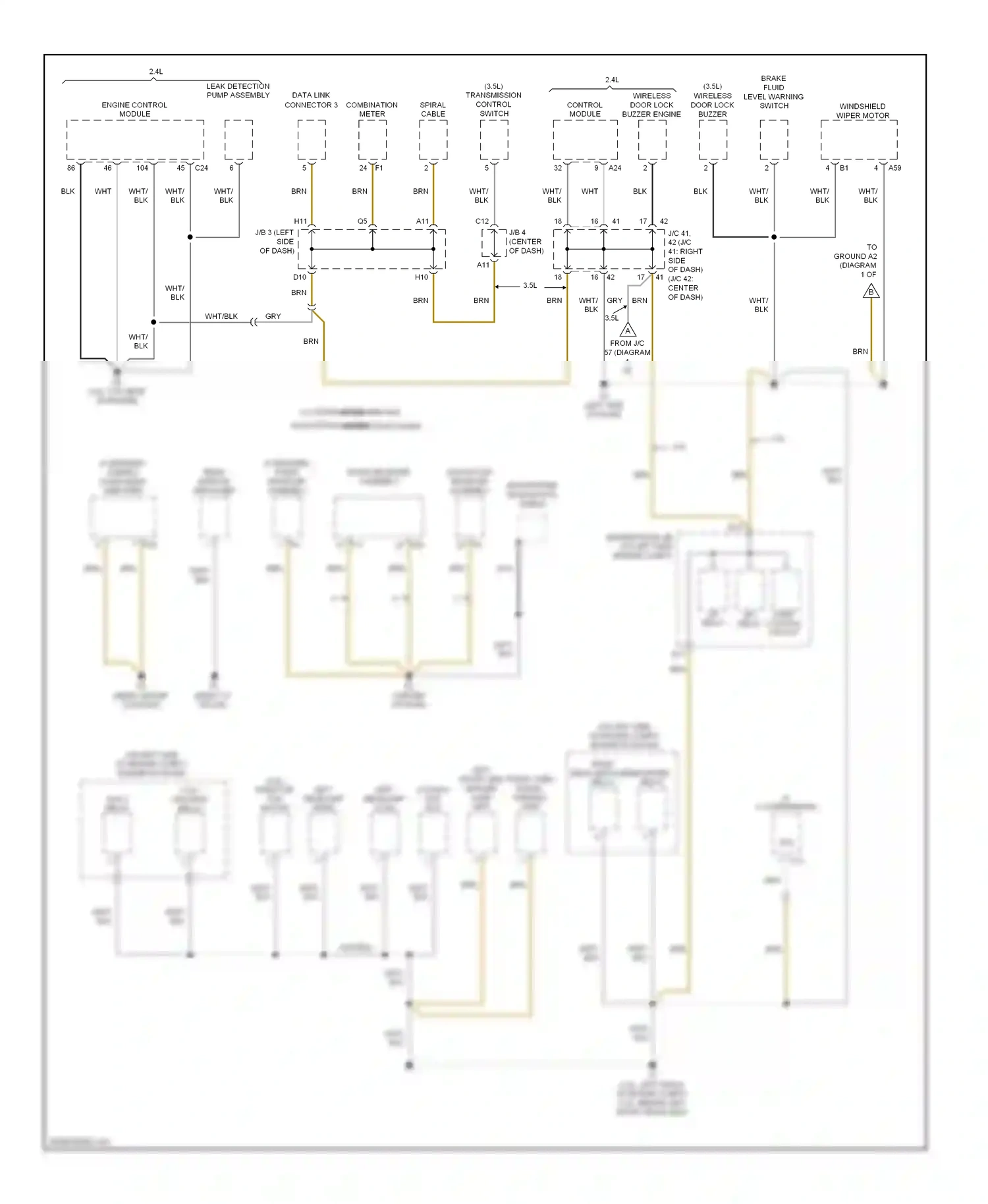 Wiring diagram wireless door lock buzzer engine control module for Toyota Camry XV40 (2006-2009) (1 of 1)