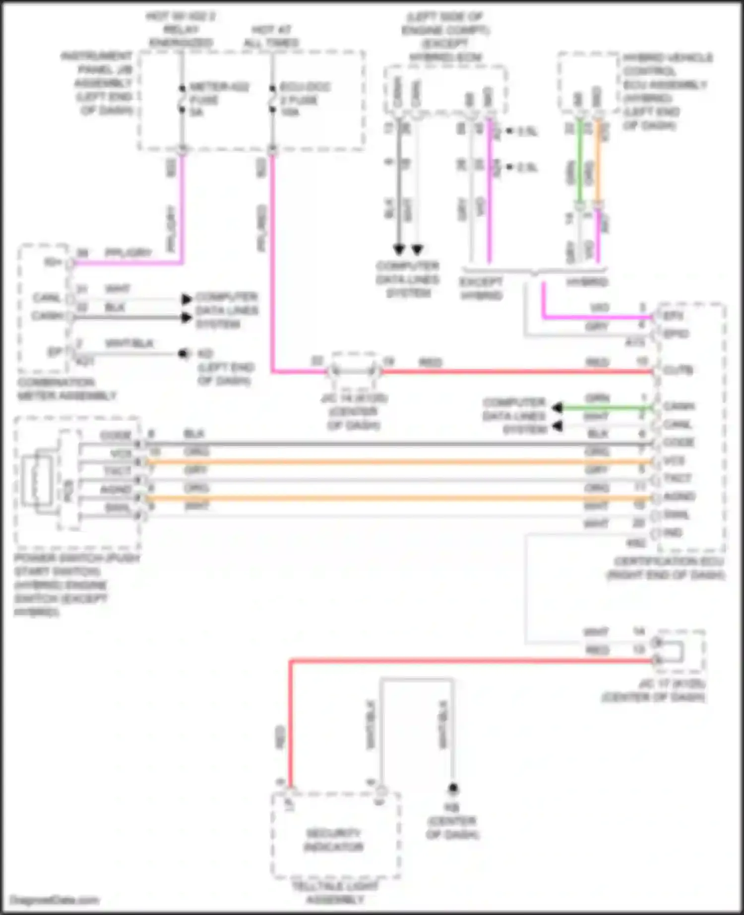 Wiring diagram combination meter assembly for Toyota Camry XV50 facelift 2 (2017-2018) (6 of 55)