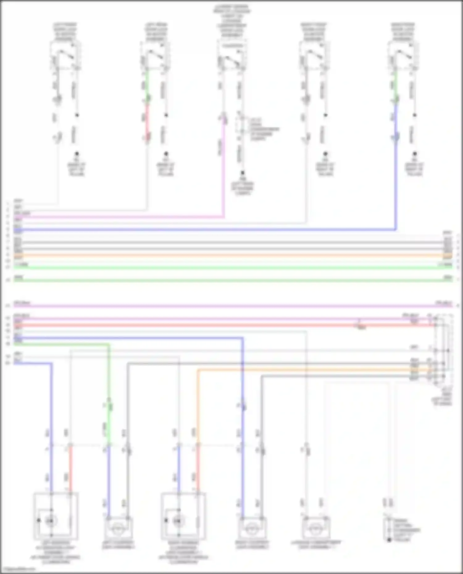 Wiring diagram left courtesy light assembly for Toyota Camry XV50 facelift 2 (2017-2018) (2 of 2)