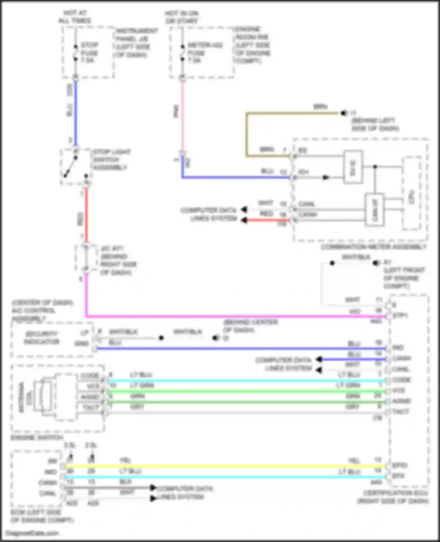 Camry Toyota XV50 (2011-2014): Immobilizer circuit, except hybrid w/ smart key system
