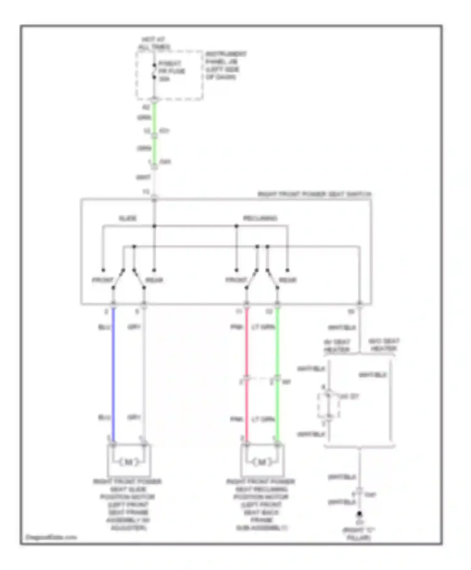 Camry Toyota XV50 (2011-2014): Passenger power seat circuit, sia made